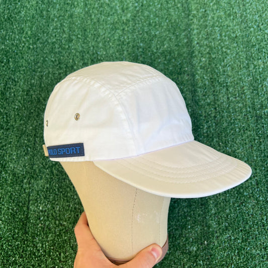Vintage 90s Polo Ralph Lauren Polo Sport White 5 Panel Strapback Hat Cap USA