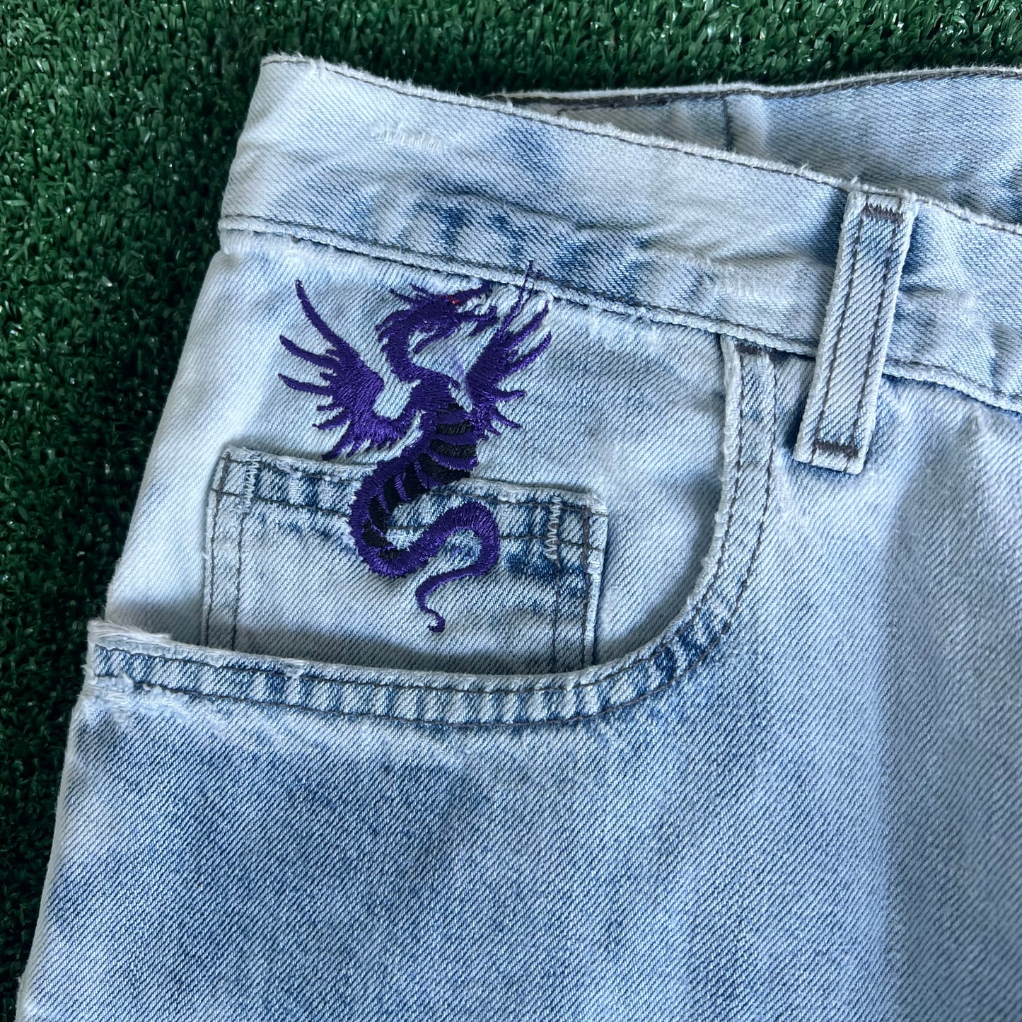 Y2K Levi's SilverTab Acid Wash Repaired Baggy Dragon Jeans - 34x30.5" 18" Opens