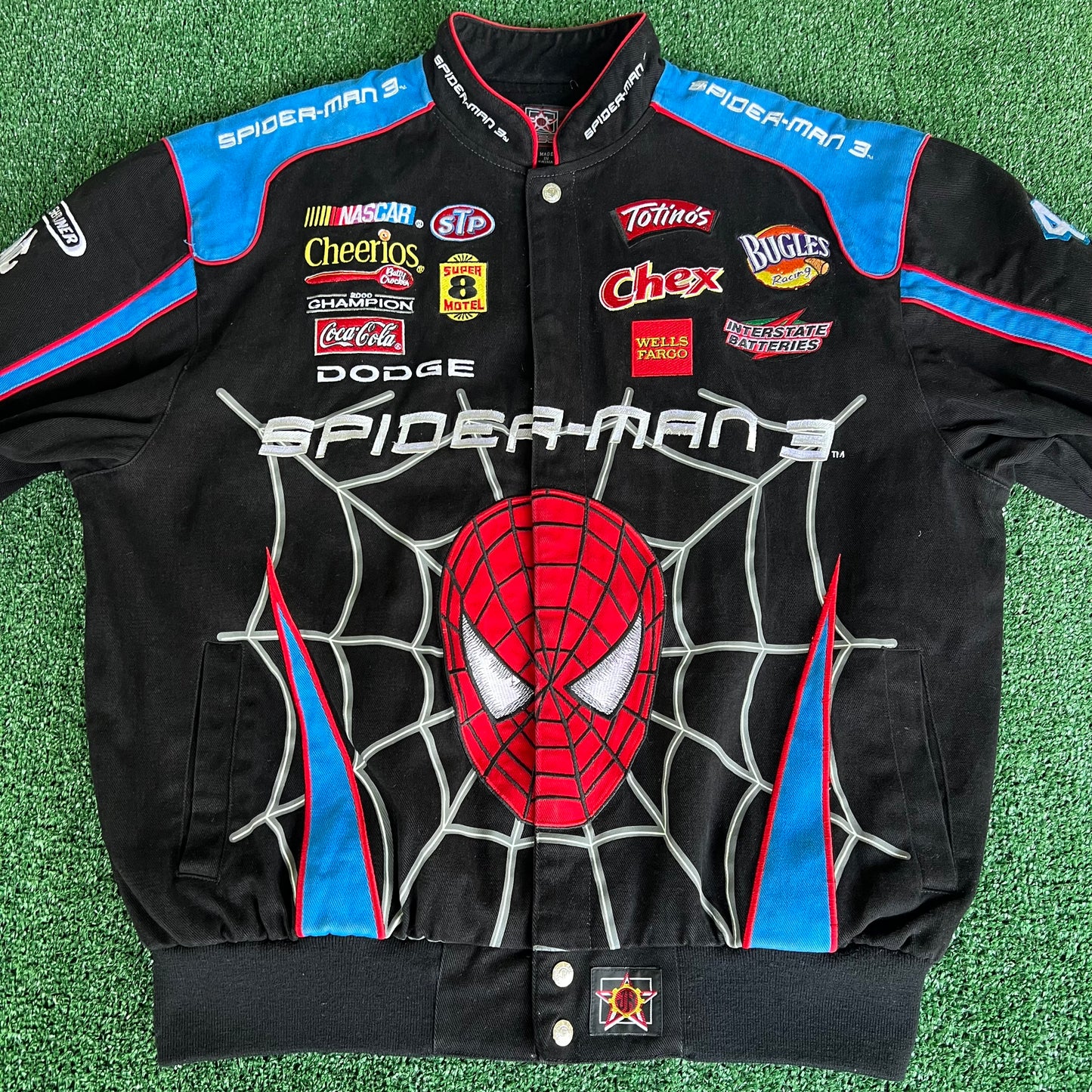 2007 Nascar Bobby Labonte #43 Spider-Man 3 Movie Promo Black Jacket - Large