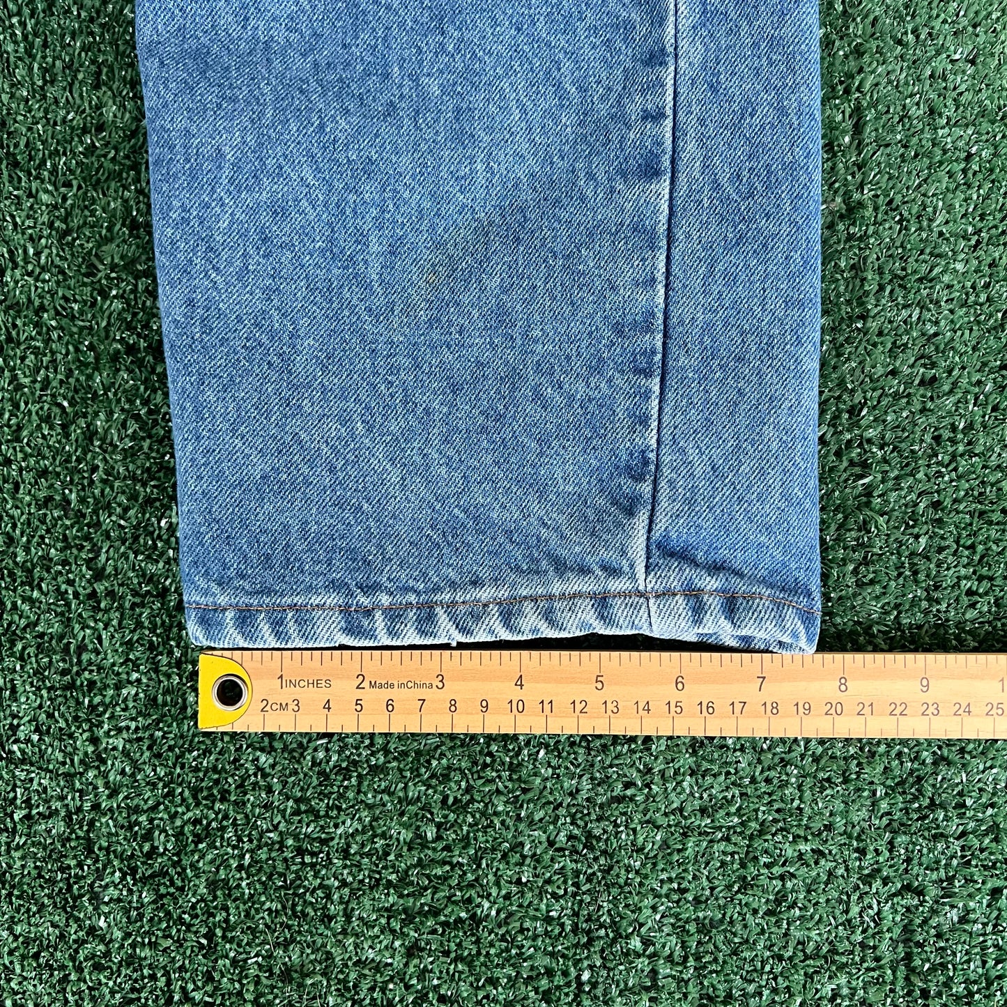 80s Levi's 505 Orange Tab Straight Leg Center Patch Blue Jeans - 36x29"