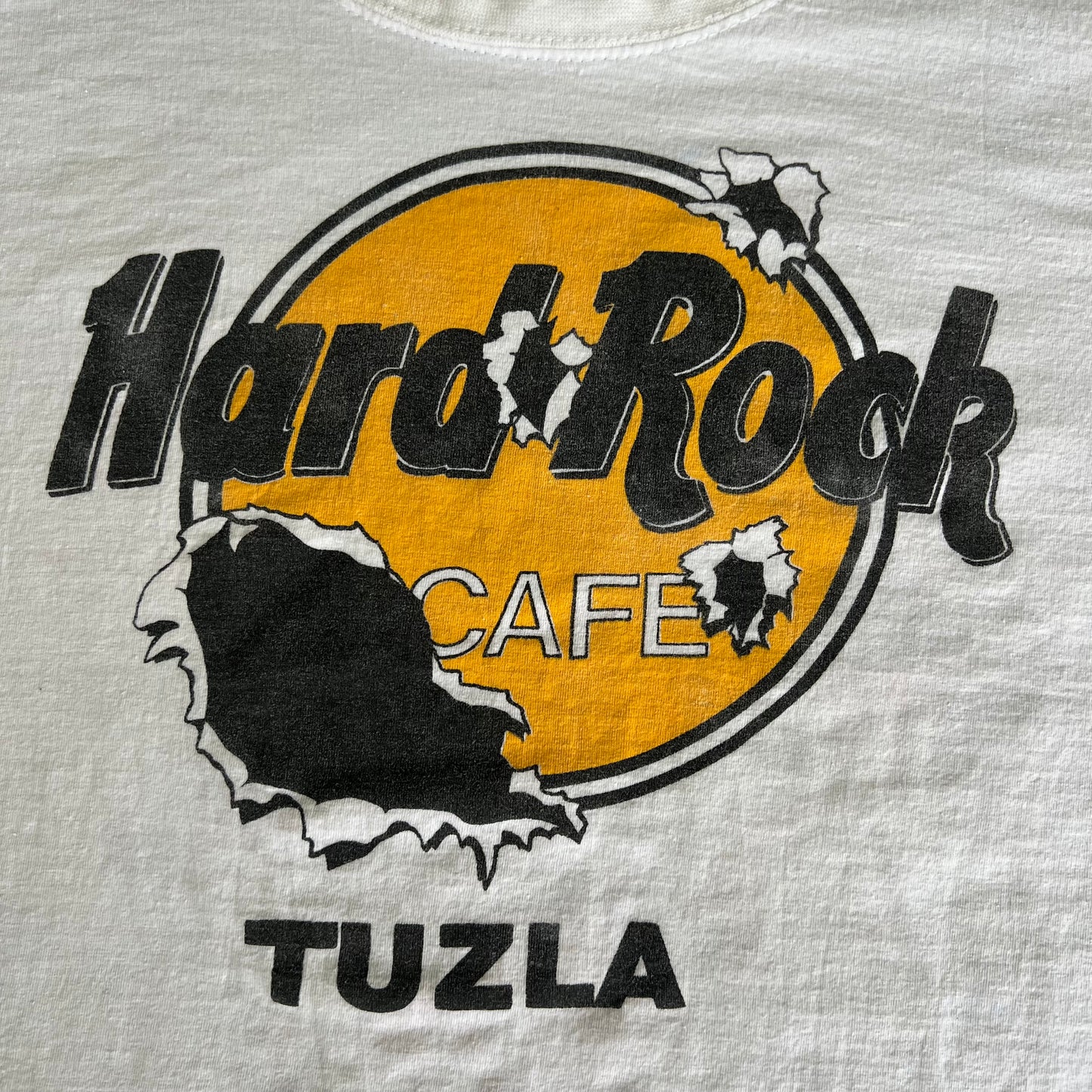 90s Hard Rock Cafe Bootleg Bullet Hole White T-Shirt - Large