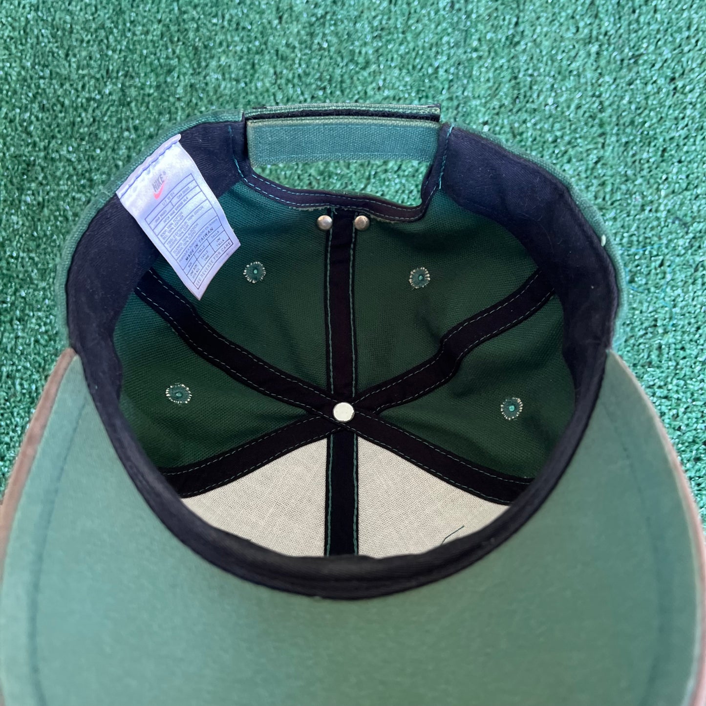 90s Nike Golf Dark Green Canvas Leather Strapback Hat