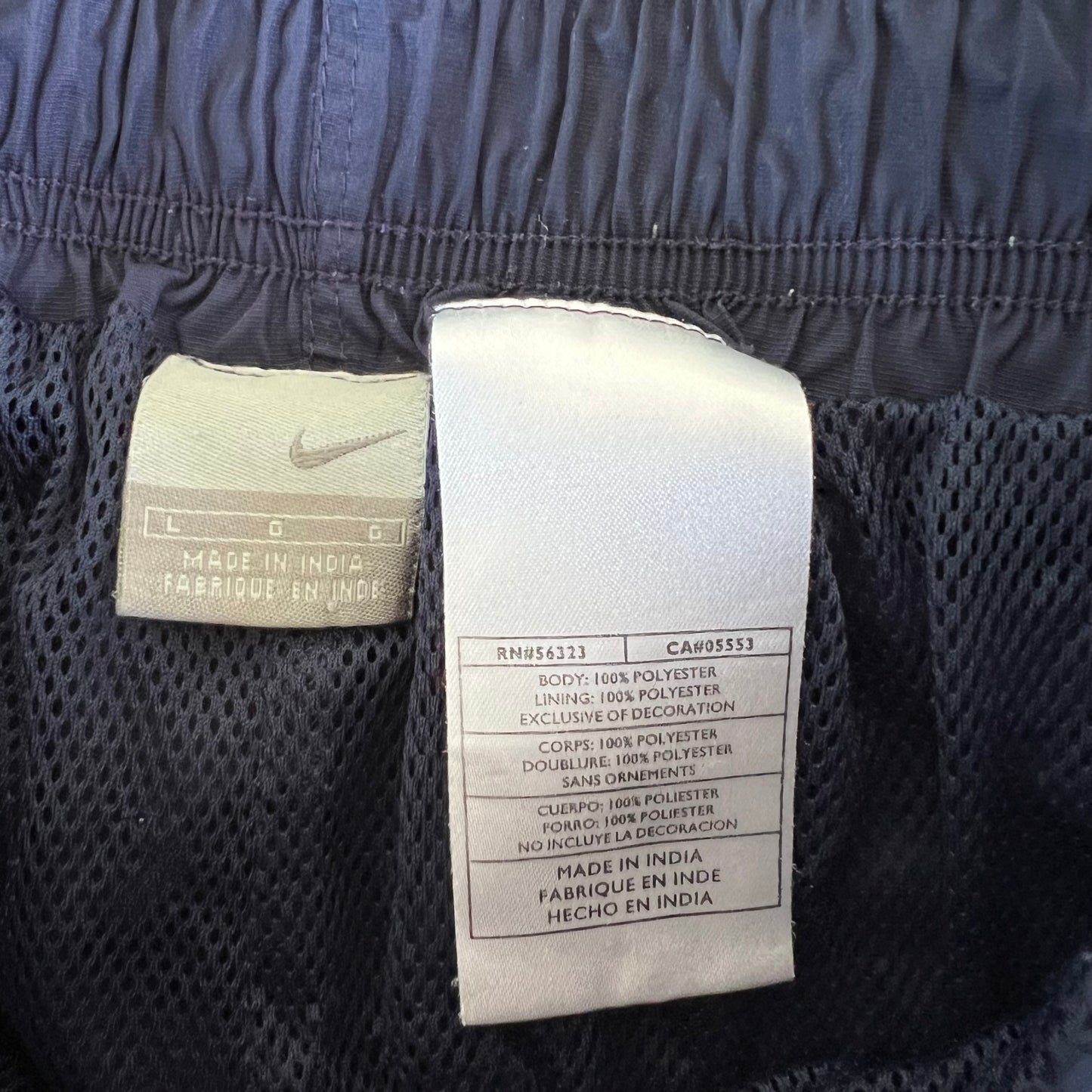 Y2K Nike Baggy Tear Away Basketball WarmUp Navy Blue Side Stripe Pants - Large