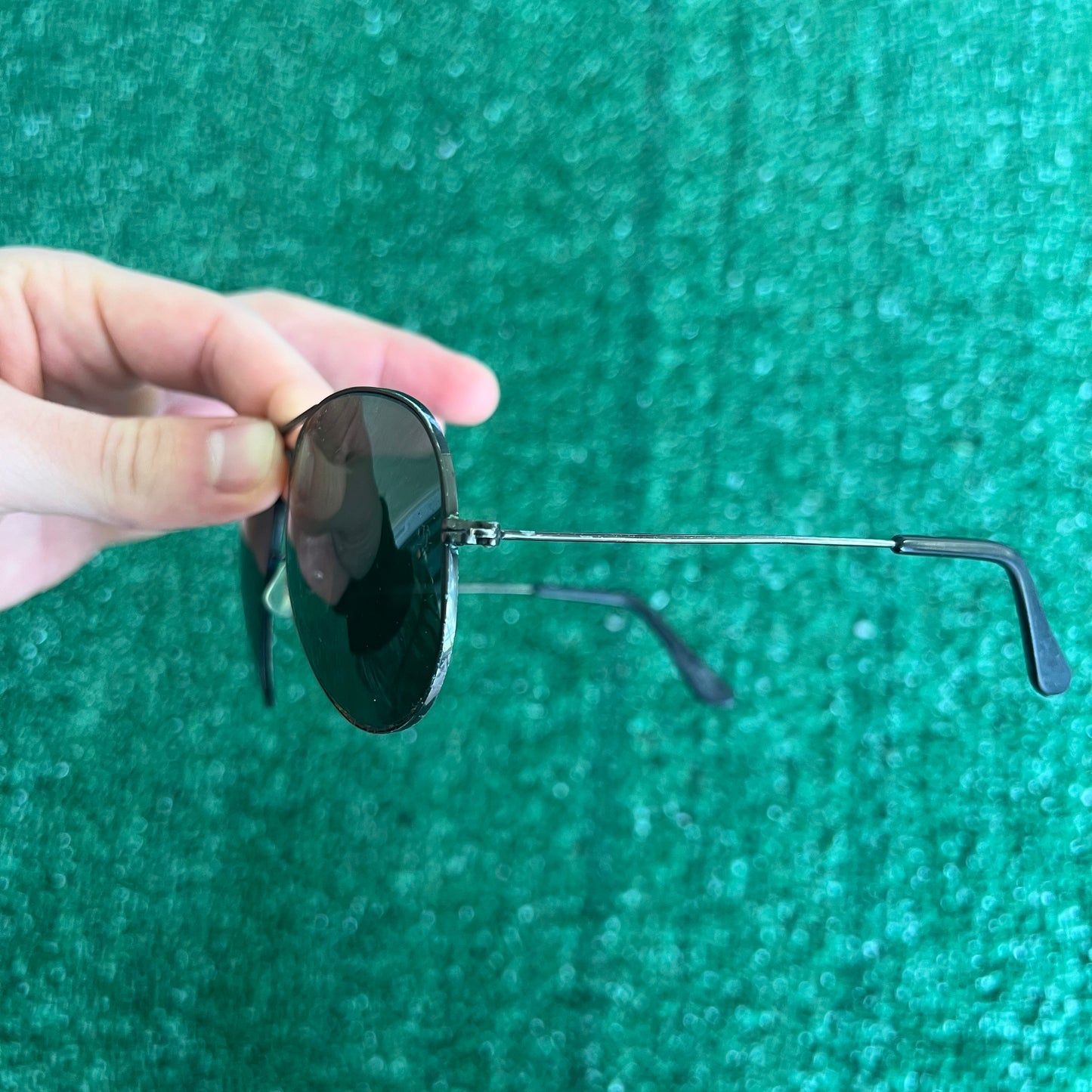 80s Ray-Ban Bausch & Lomb Black Frame Black Glass Lens Aviators 58-14 W Case