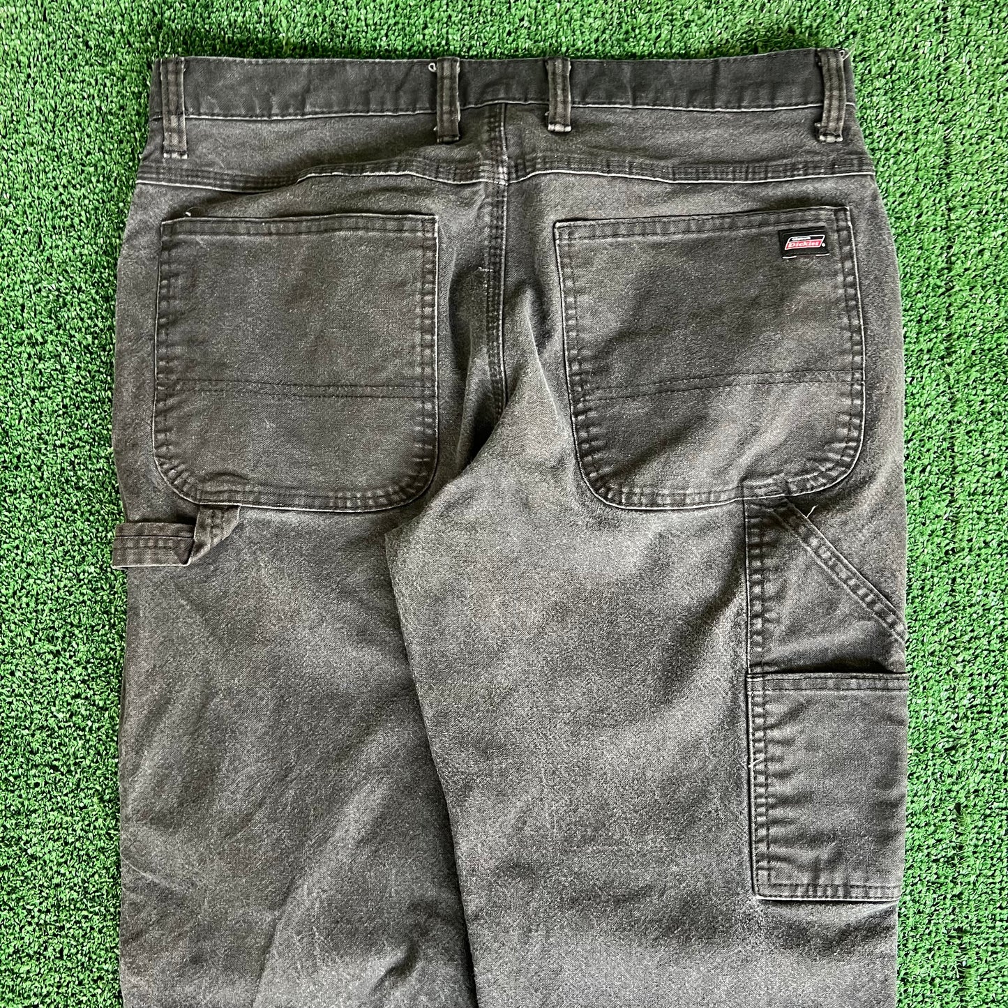 Dickies Carpenter Baggy Faded Black Canvas Pants - 35x32" 18" Openings