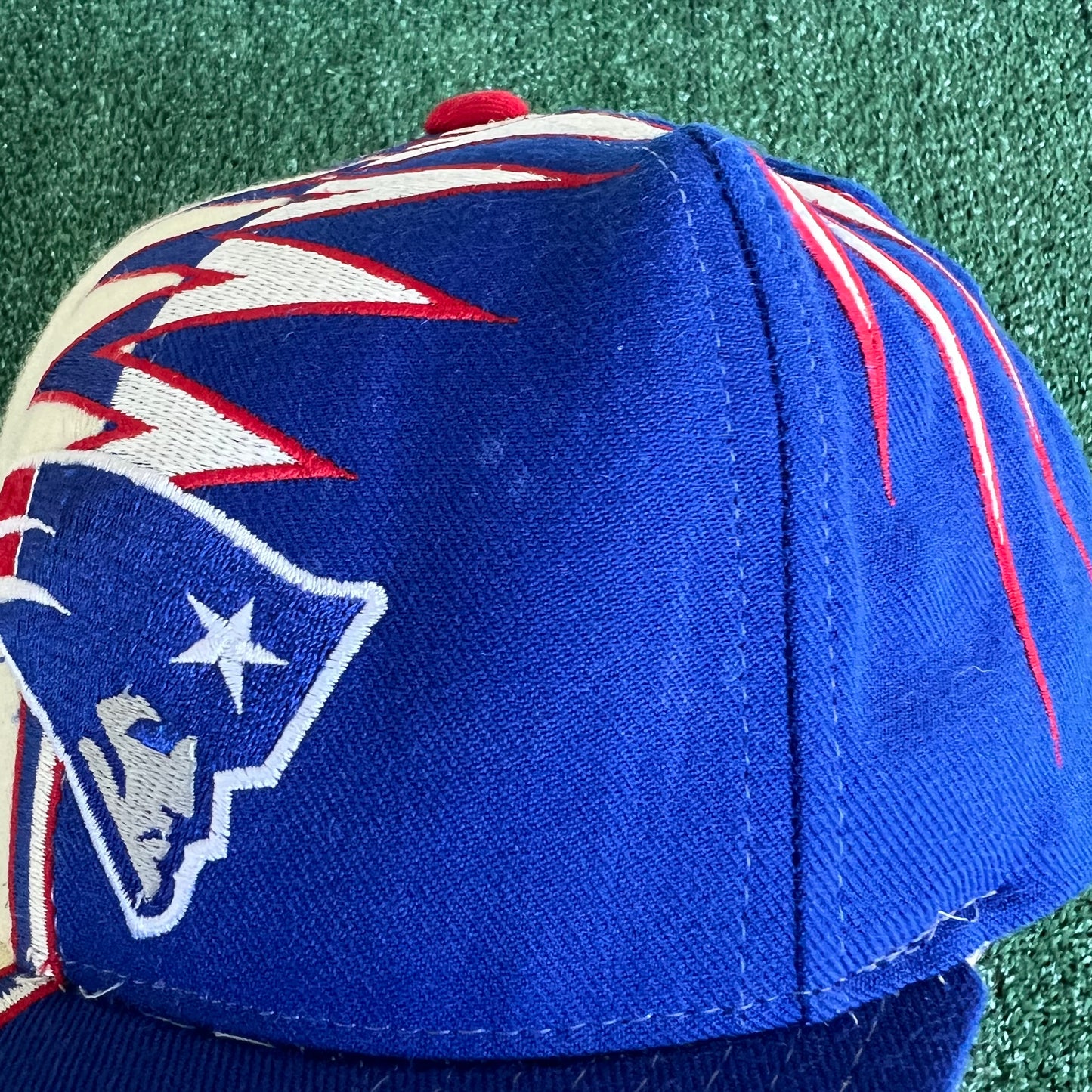 90s Starter NFL New England Patriots Shockwave Blue White Strapback Hat