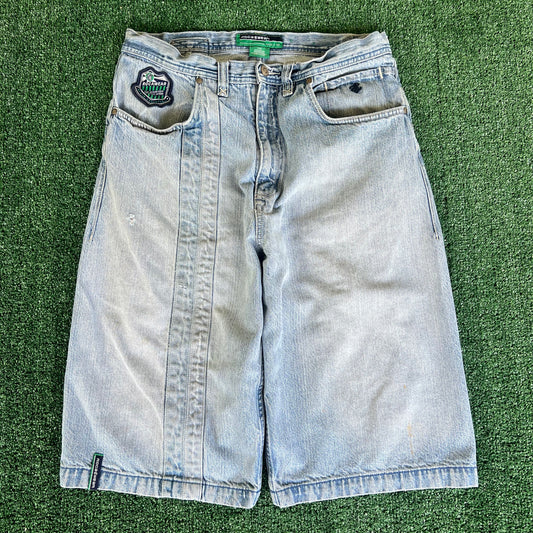 Y2K Rocawear Baggy Distressed Light Wash Blue Jean Shorts - 34x14.5"