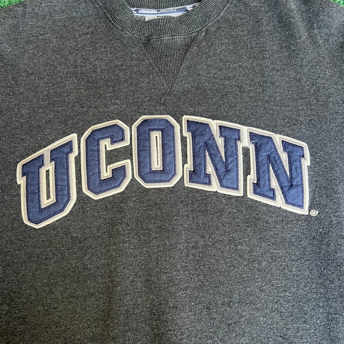 Vintage 90s Colosseum UCONN Huskies Gray Reverse Weave Crewneck Sweatshirt - Medium
