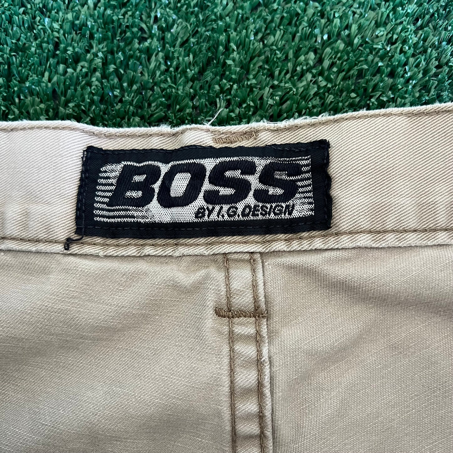 90s Y2K BOSS Baggy Straight Khaki Cargo Pants - 28x31"