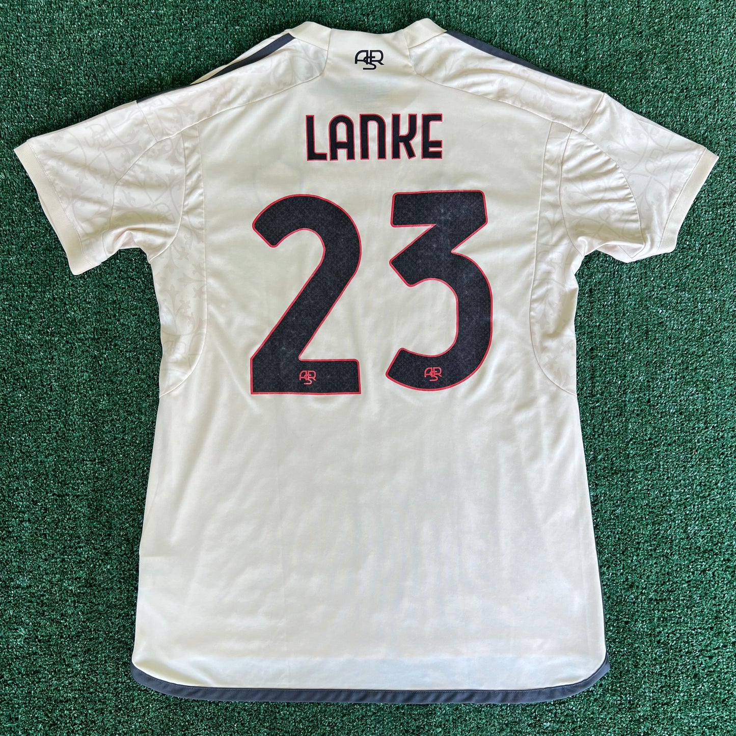 2023 UEFA Europa League AS Roma Lanke #23 Cream White Soccer Jersey - Large