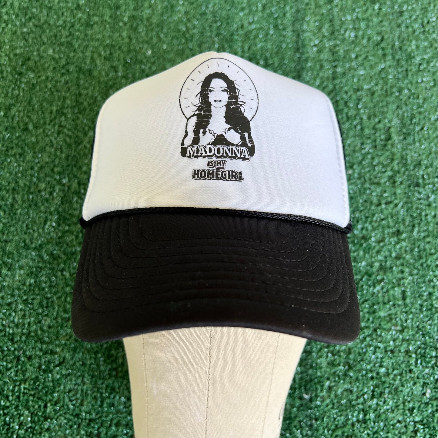 Y2K Madonna Is My Homegirl Concert Pop White Black Trucker Snapback Hat
