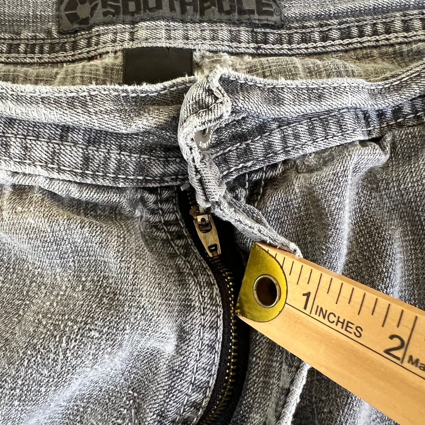 Y2K Southpole Faded Gray Baggy Distressed Jean Shorts - 40x13"