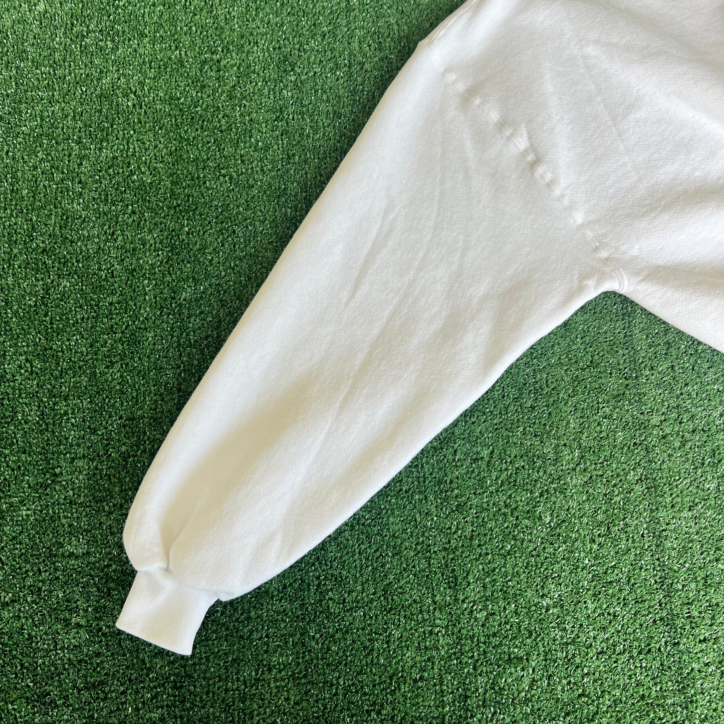90s Russell Athletic Boxy Blank White Crewneck Sweatshirt - 2XL