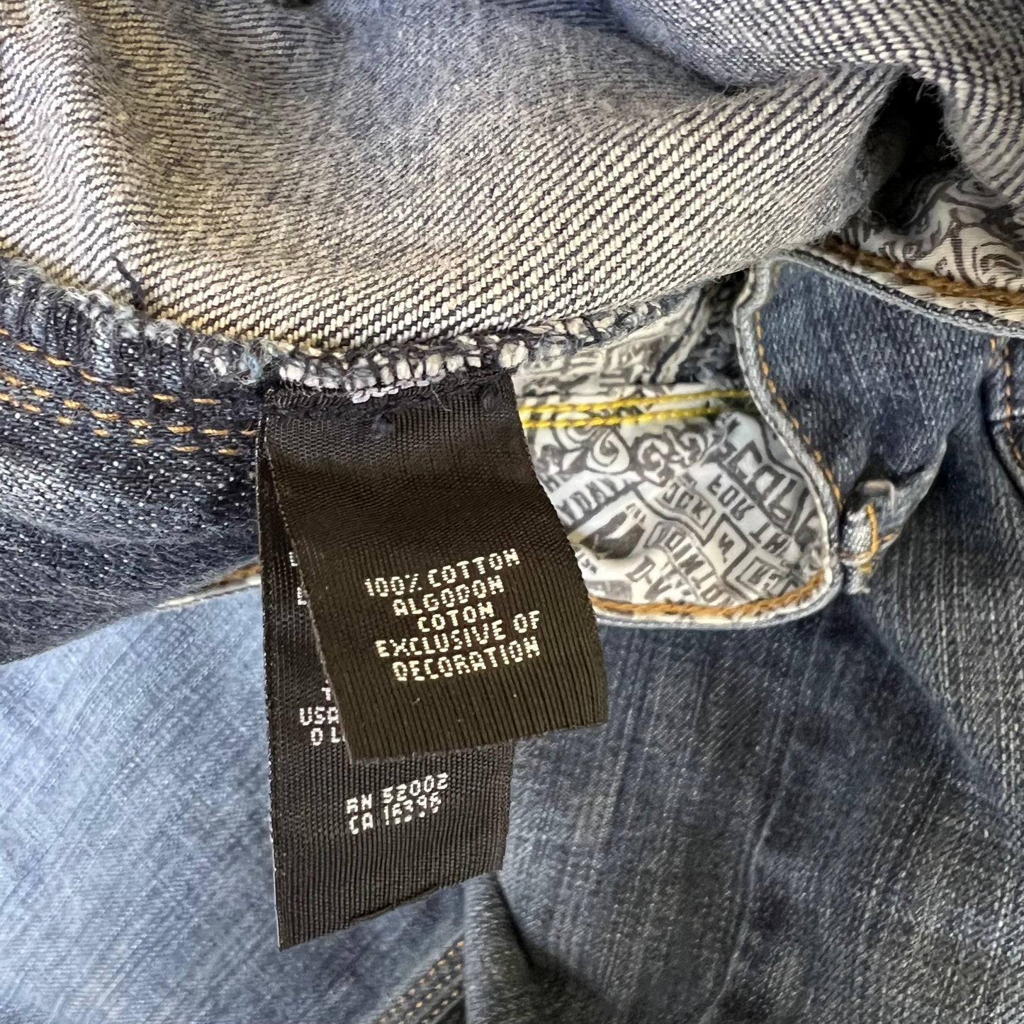 Vintage Y2K Men's DKNY SOHO Relaxed Straight Tribal Embroider Blue Jeans 34x29"