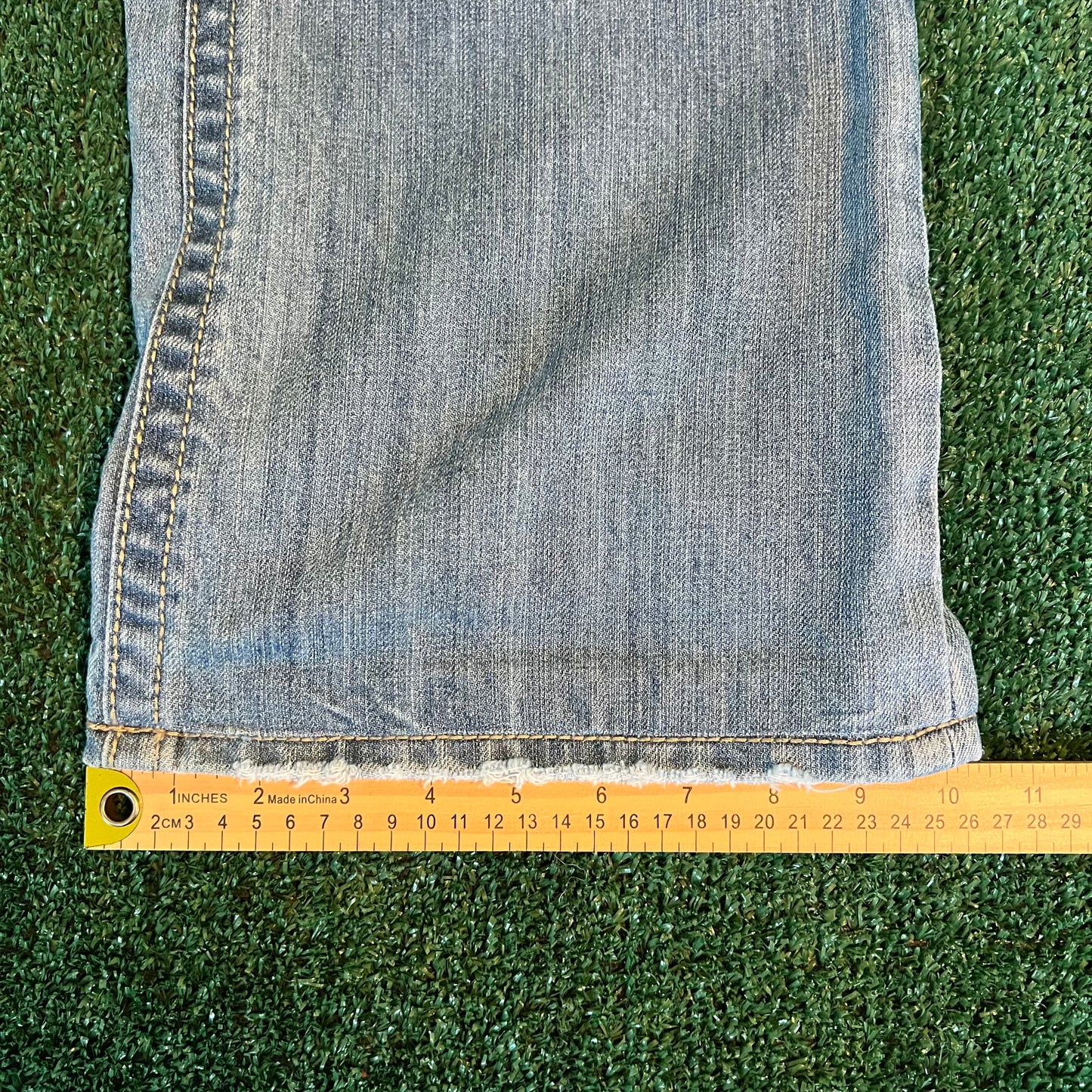 Y2K MEK Baggy Wide-Leg Bootcut Flared Light Wash Blue Jeans - 36x30" 20.5" Openings