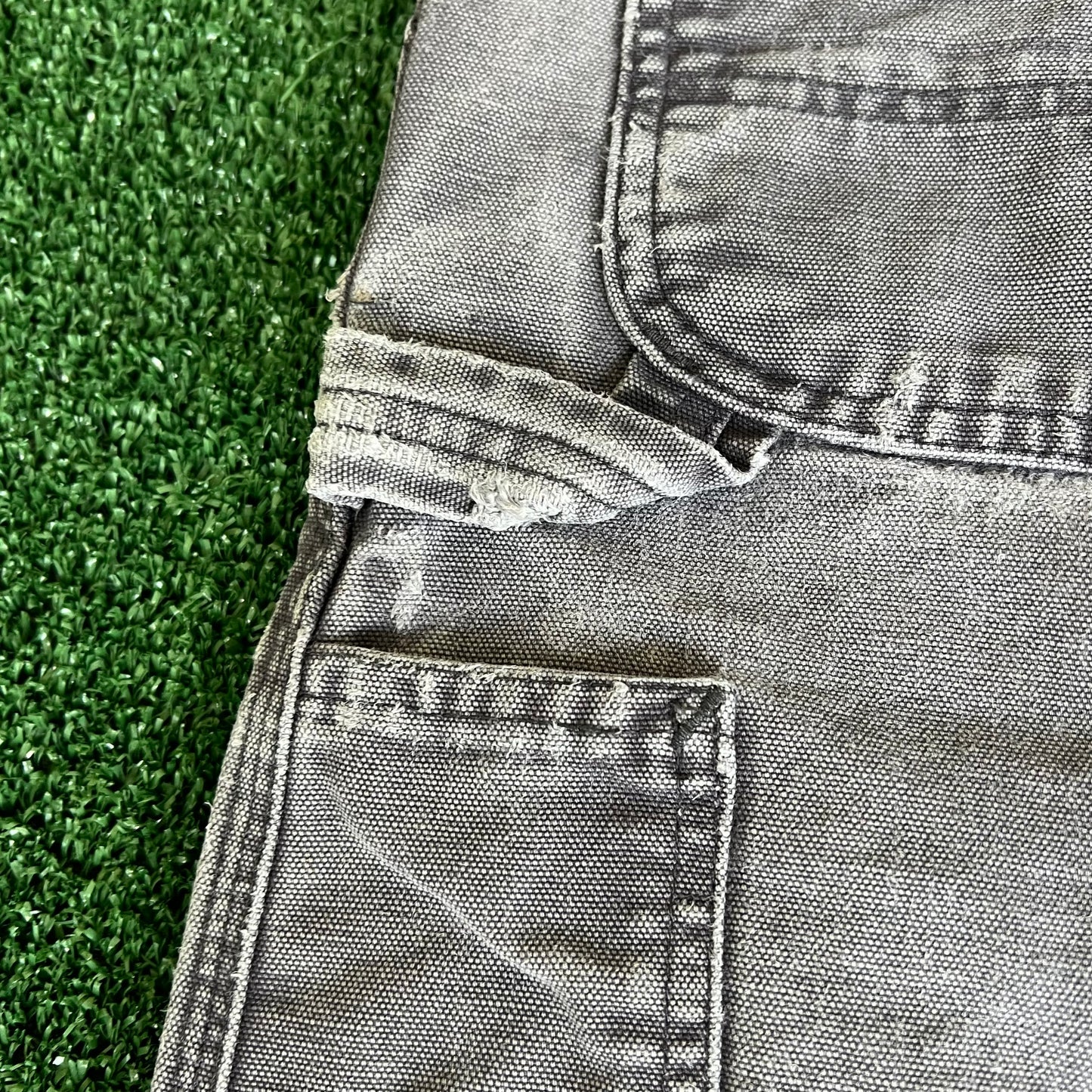 Y2K Carhartt B11 PTB Faded Gray Baggy Carpenter Canvas Pants - 33x29 18" Openings