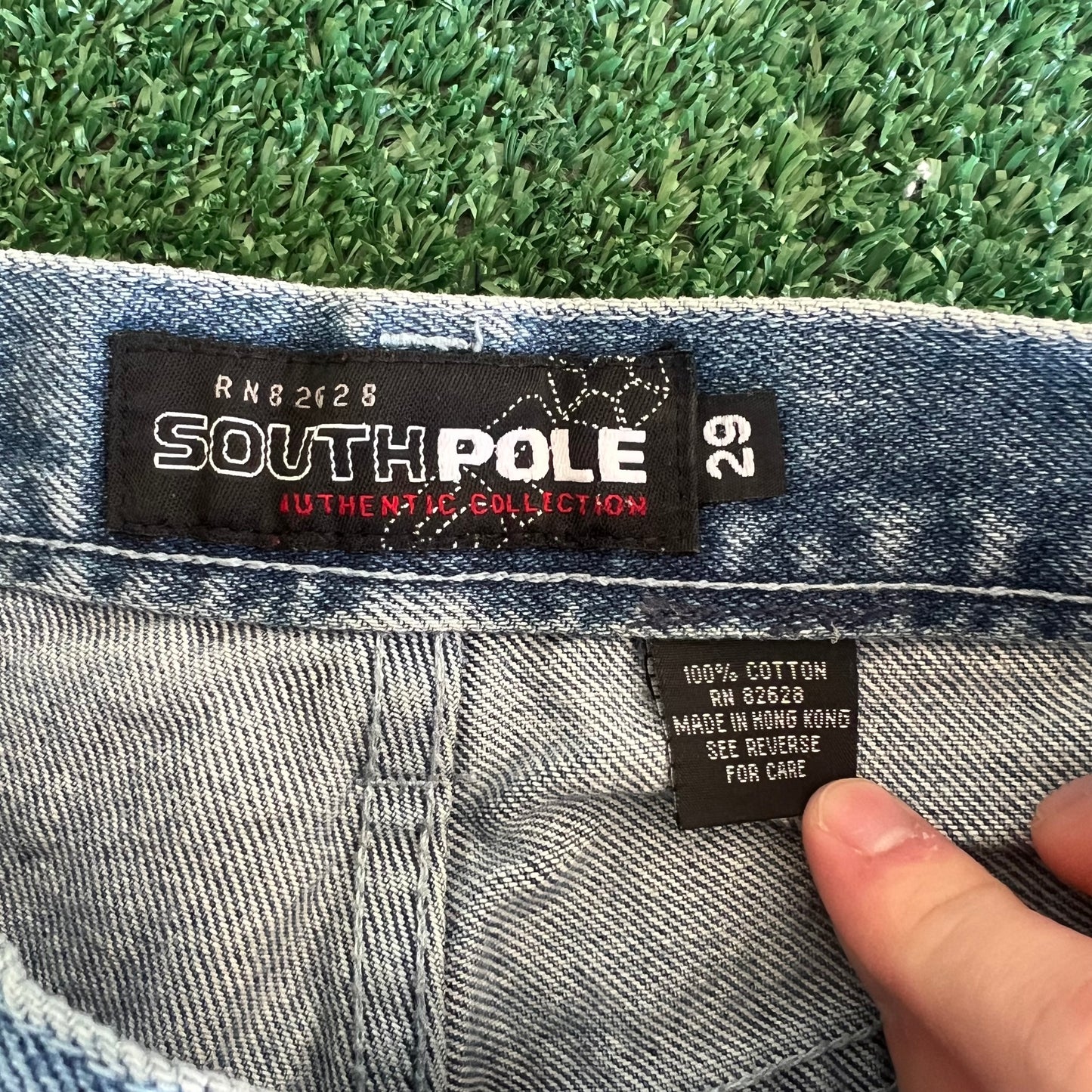 90s SouthPole Baggy Straight Skate Carpenter Embroidered Blue Jeans - 29x28.5"