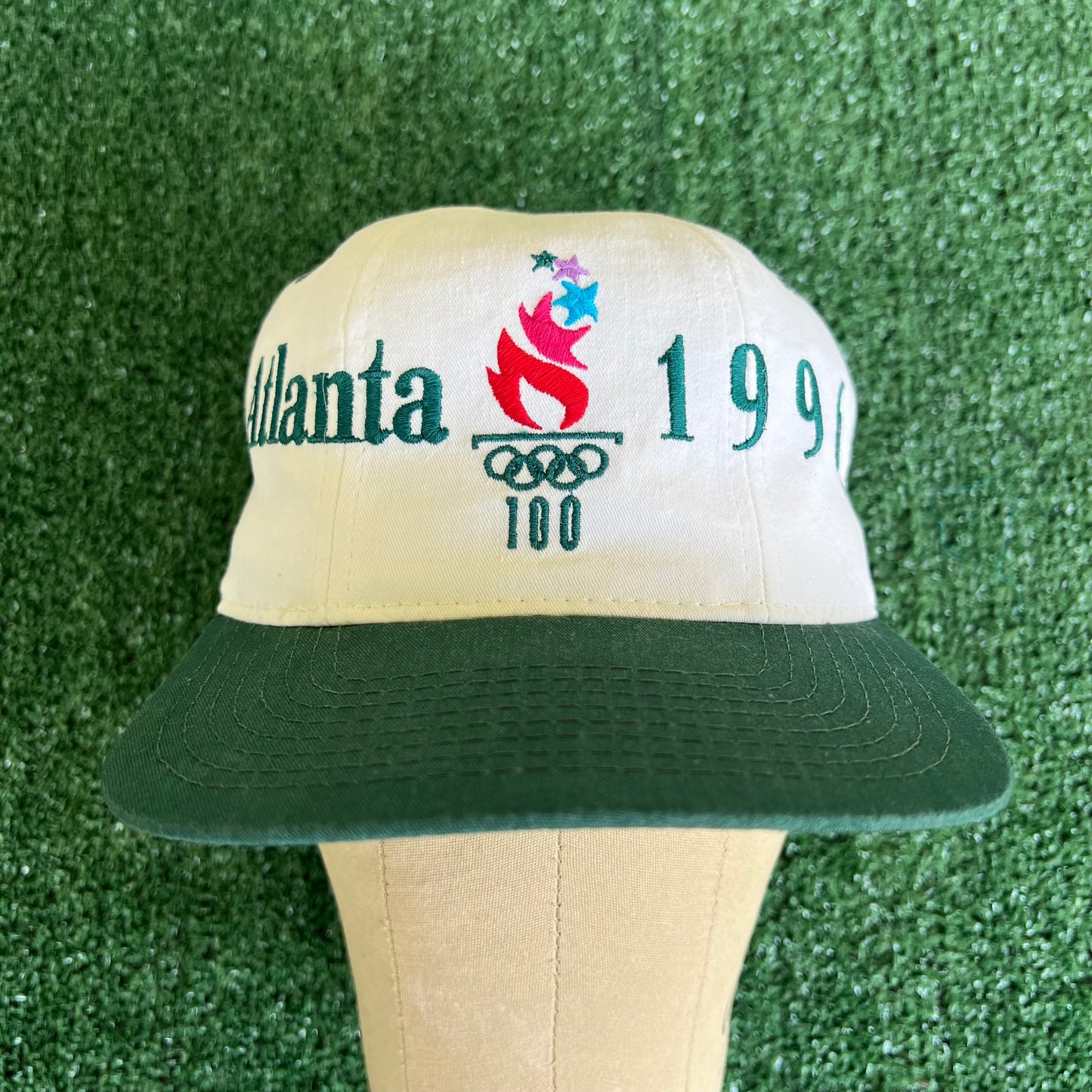 1996 Starter Atlanta Olympics Tri Block White Snapback Hat