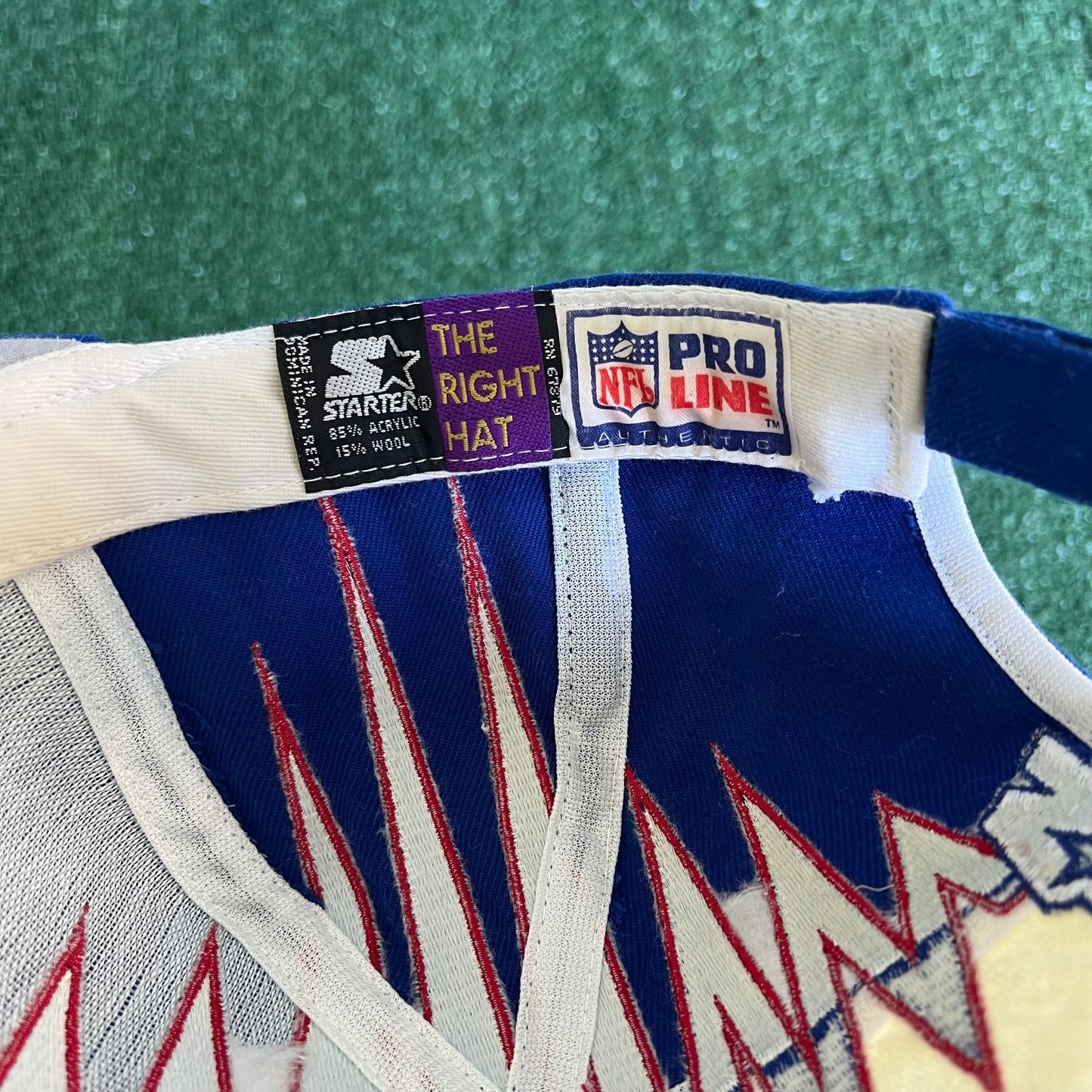 90s Starter NFL New England Patriots Shockwave Blue White Strapback Hat