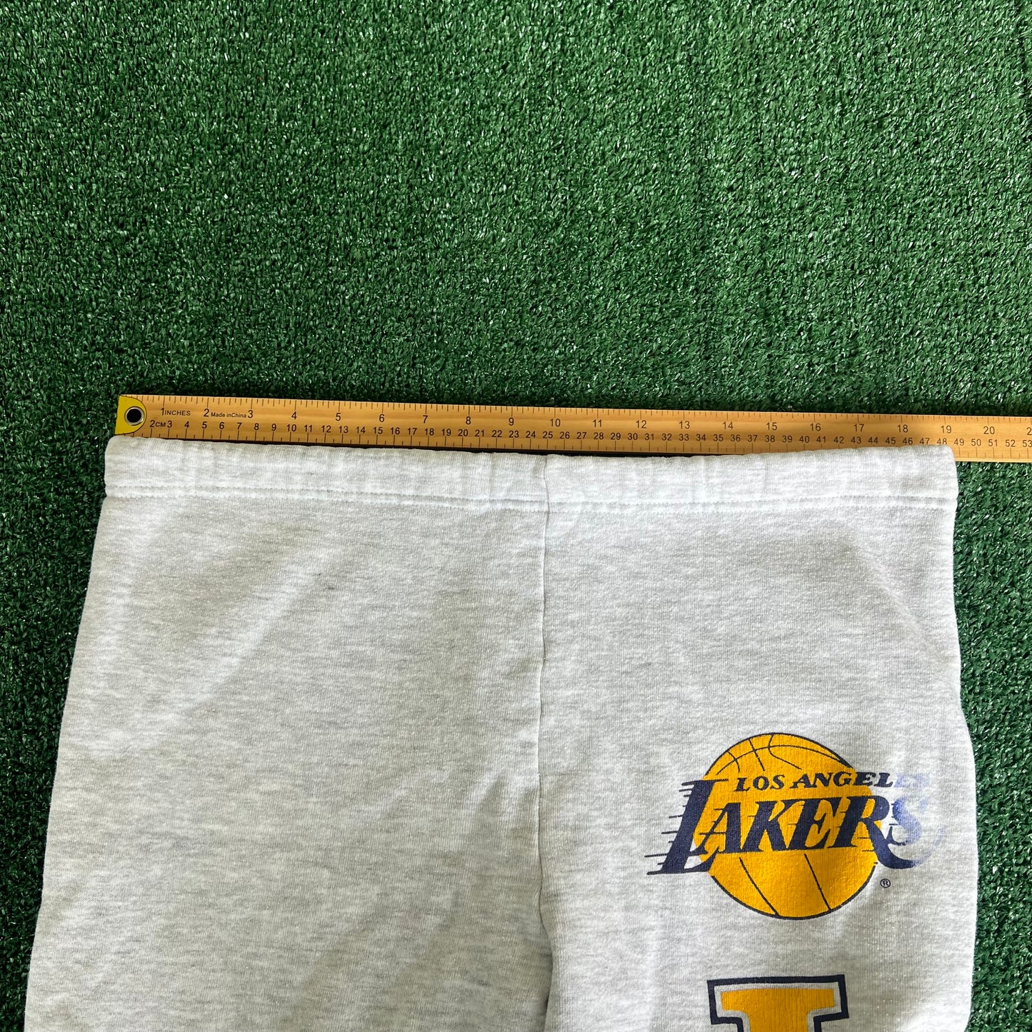 80s 90s Jerzees NBA Los Angeles Lakers Gray Jogger Sweatpants XL 38x29"