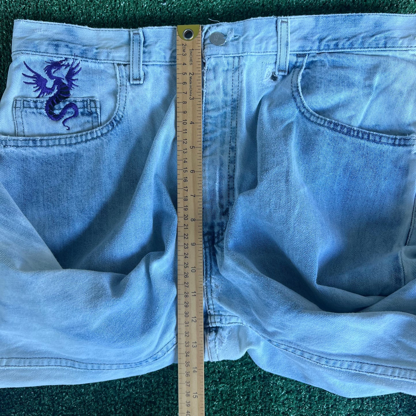 Y2K Levi's SilverTab Acid Wash Repaired Baggy Dragon Jeans - 34x30.5" 18" Opens