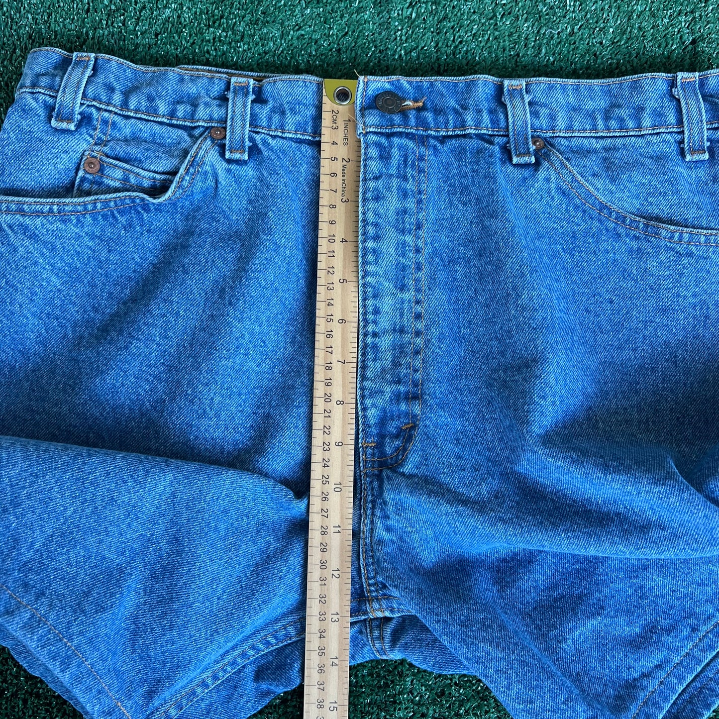 80s Levi's 550 Orange Tab Light Wash Blue Jean Shorts - 36x7.25"