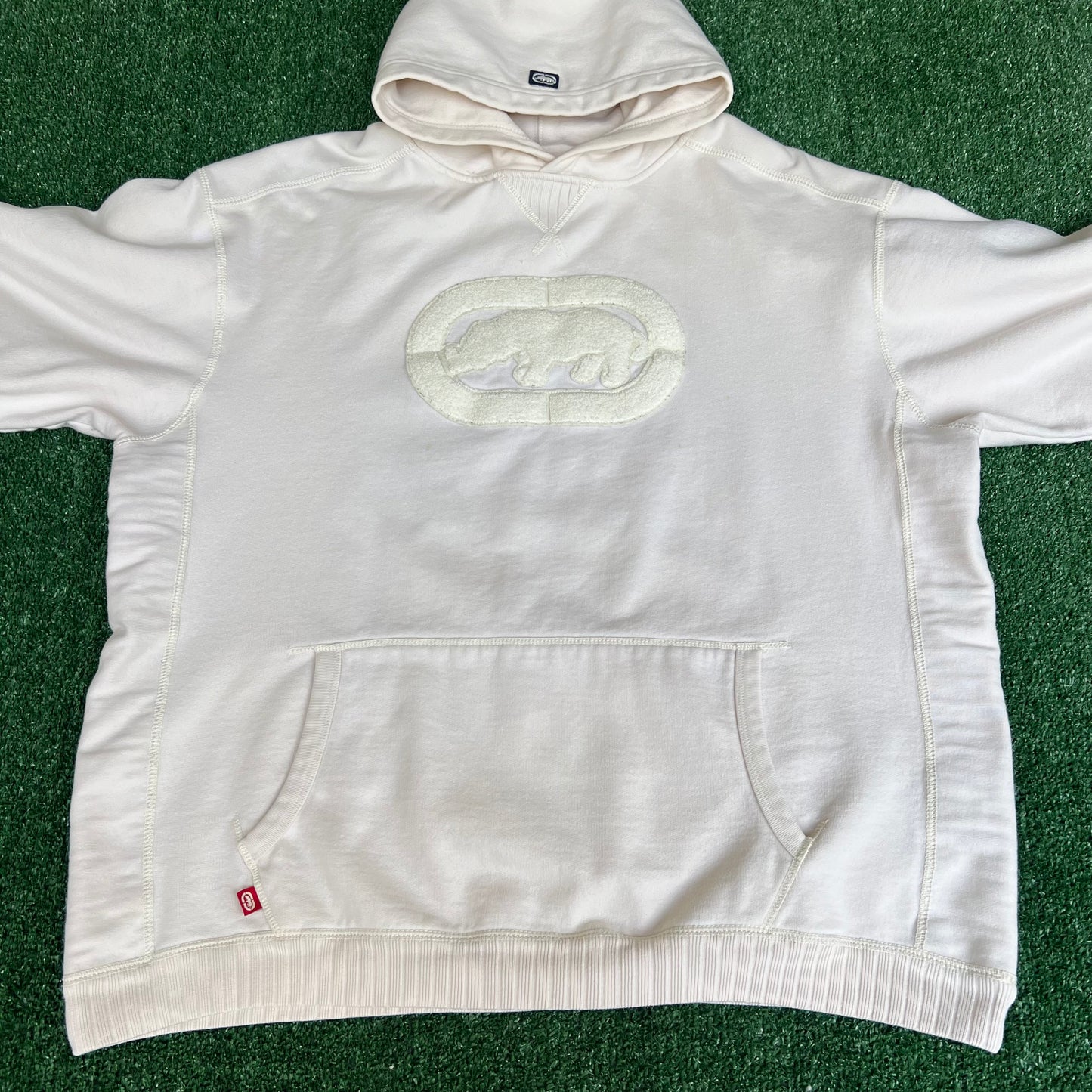Vintage Y2K Ecko Untld. Hoody Rhino Skater Cream White Heavyweight Hoodie XL