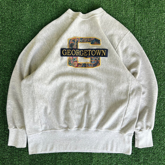 90s Georgetown Hoyas Gray Reverse Weave Crewneck Sweatshirt - Large