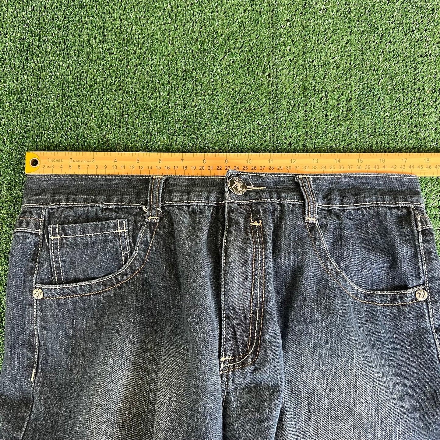 Y2K Southpole Premium Baggy Straight Dark Wash Blue Jeans - 35x30" 18" Openings