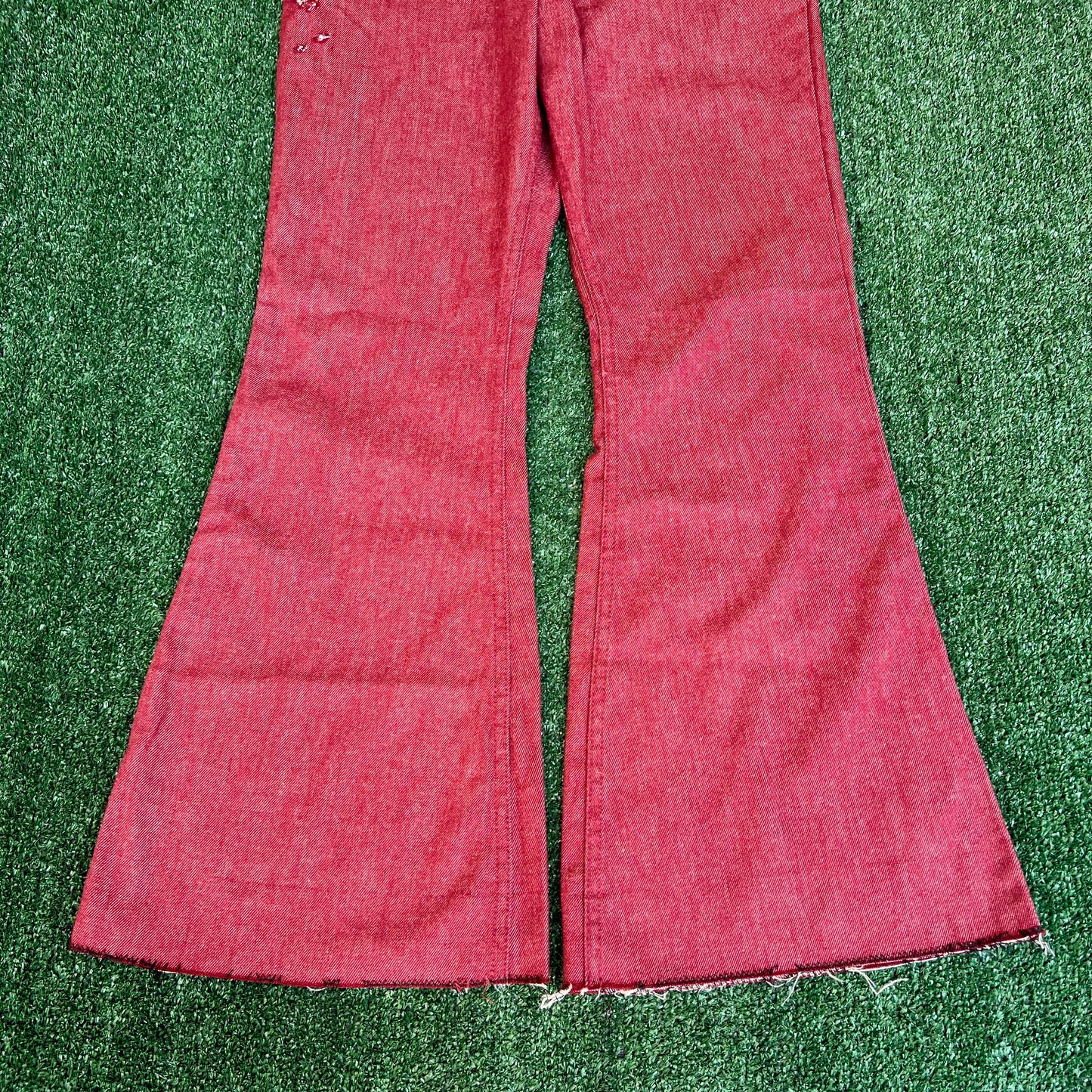 Vintage 60s 70s Levi's 684 Red Denim White Tab Scovill Big Bell Bottoms - 31x30"