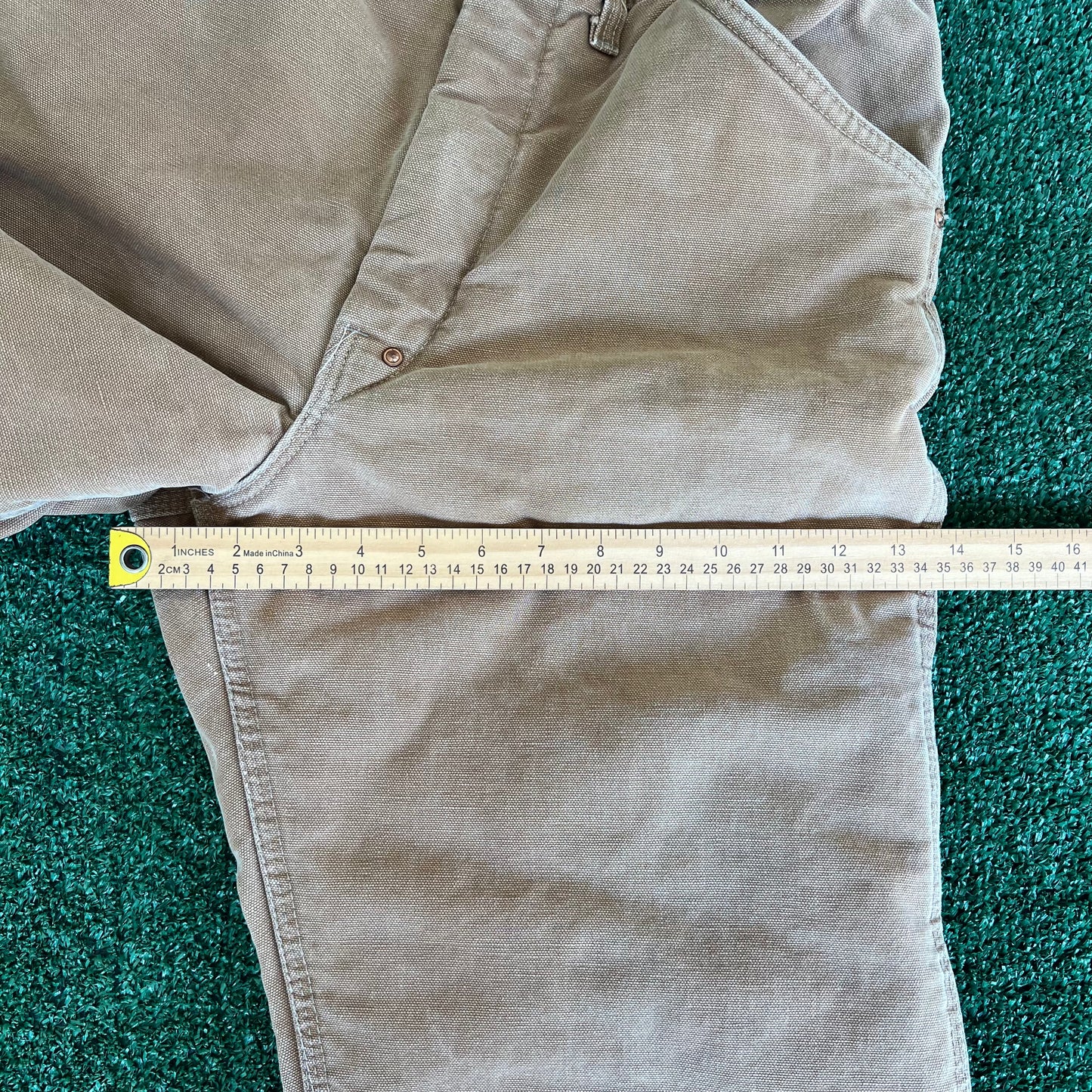 70s Carhartt Brown Canvas Red Lined Quilted Talon Zipper Pants - 32x27.5"