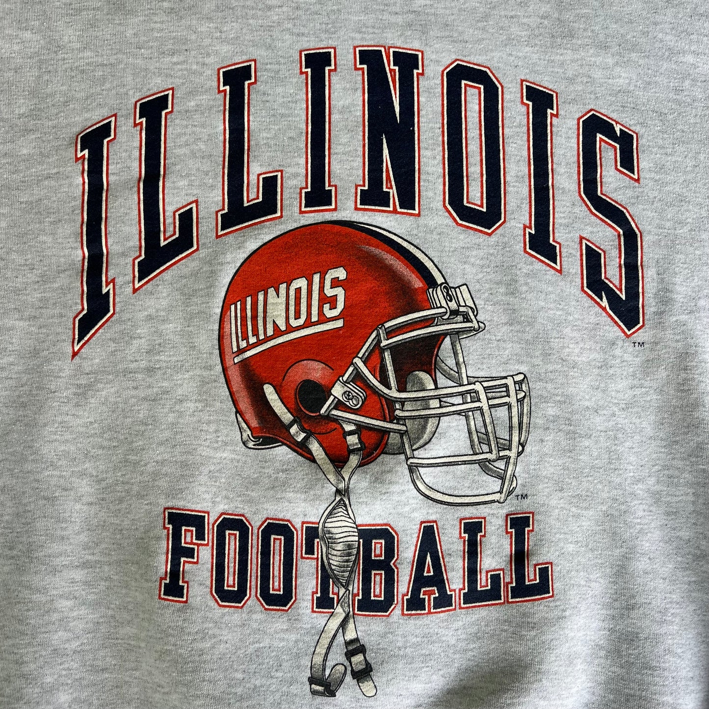 90s Galt University of Illinois Fighting Illini Football Gray Sweatshirt - Medium