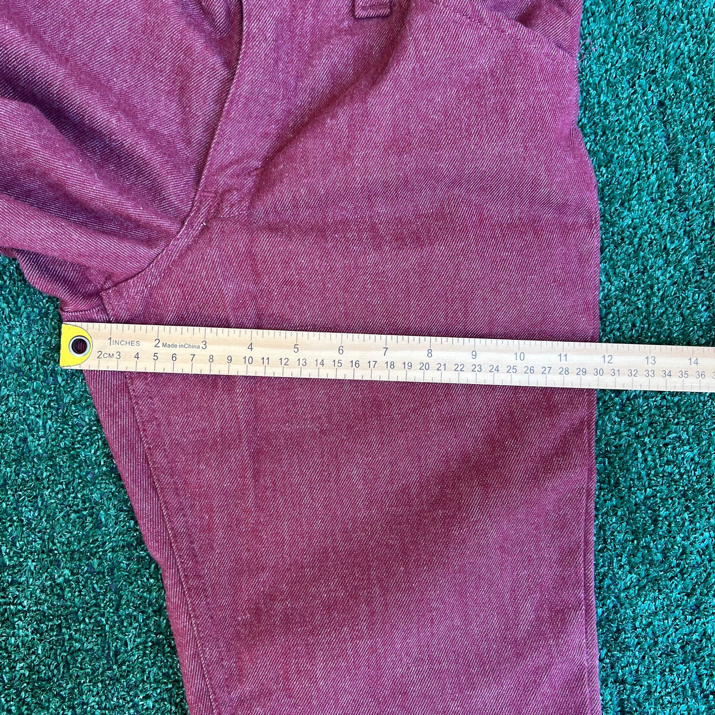 Vintage 60s 70s Levi's 684 Red Denim White Tab Scovill Big Bell Bottoms - 31x30"
