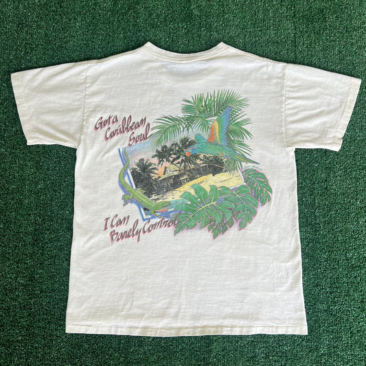 90s Jimmy Buffett's Caribbean Soul I Can Barely Control Off White T-Shirt - Large