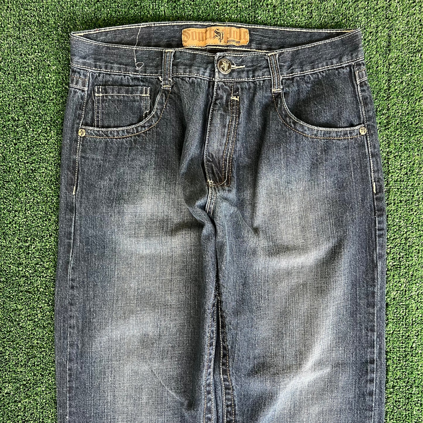 Y2K Southpole Premium Baggy Straight Dark Wash Blue Jeans - 35x30" 18" Openings