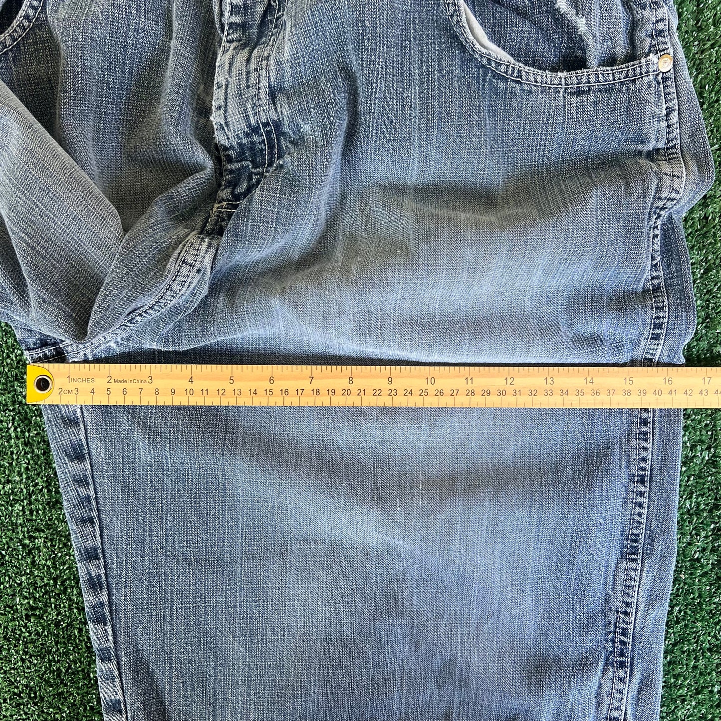 Y2K Southpole Baggy Light Wash Distressed Blue Jean Shorts - 41x13.25"