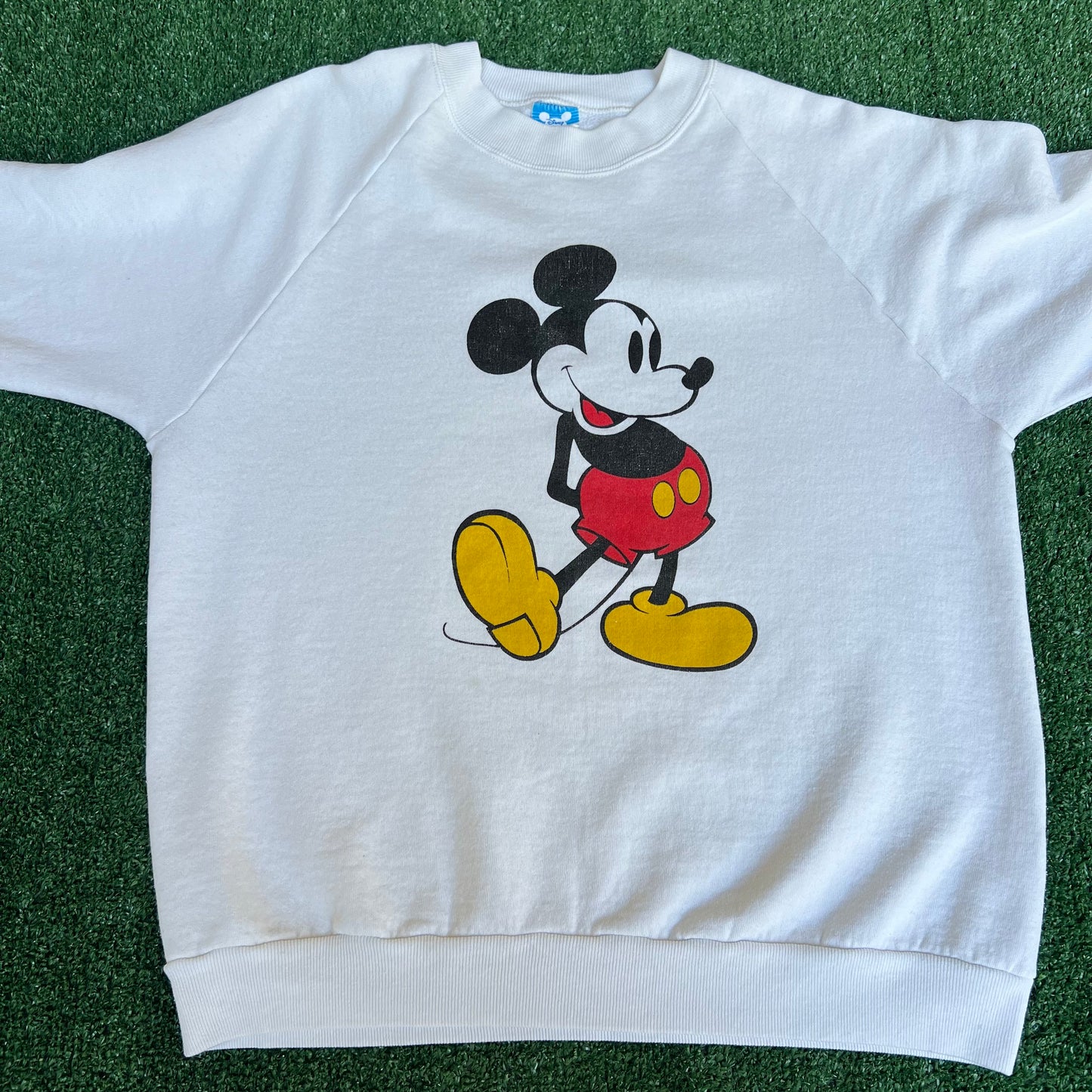 VTG 80s Men's Disney Character Fashions Mickey Mouse White Raglan Sweatshirt - XL