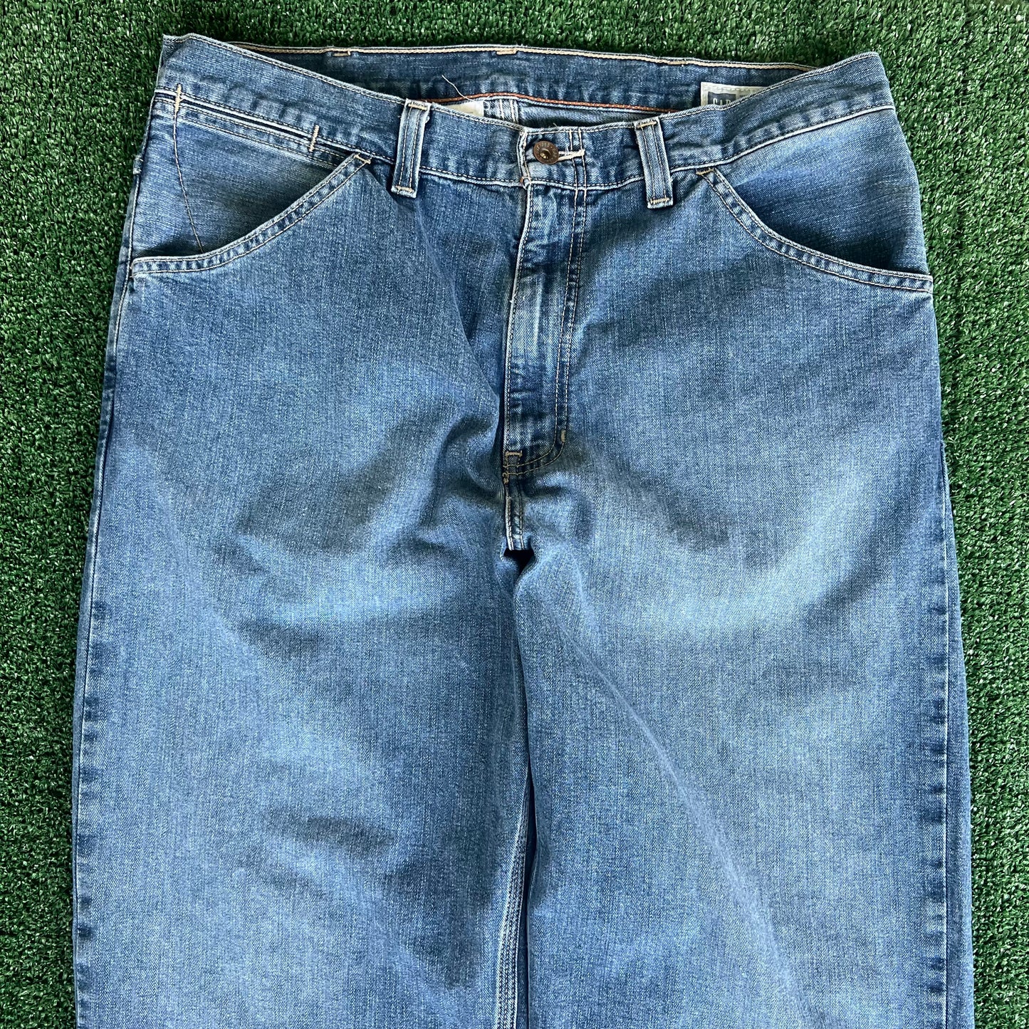 90s Y2K GAP Worker Baggy Wide-Leg Blue Jeans - 37x32" 20.5" Openings