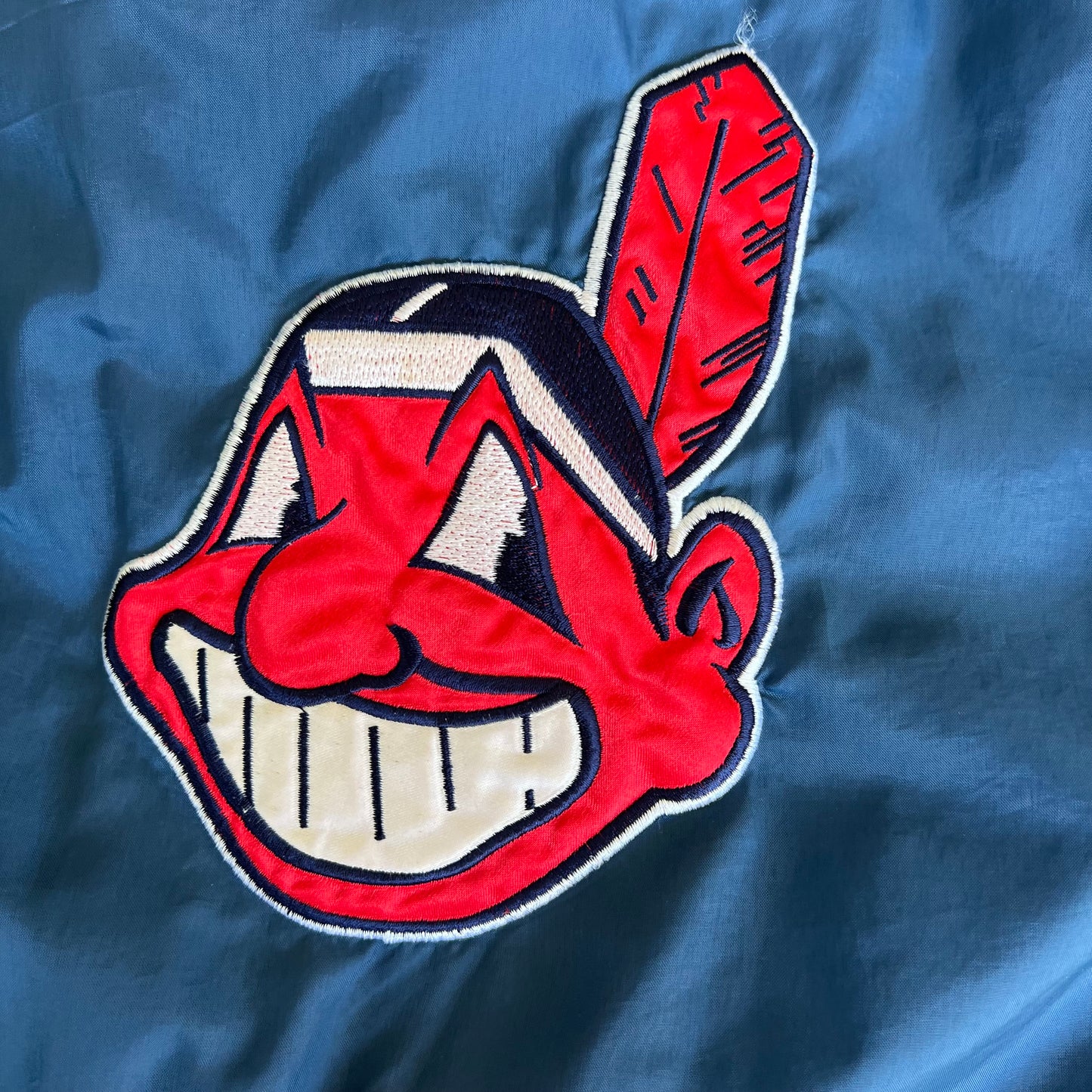 90s Starter MLB Cleveland Indians Navy Blue Zip-Up Windbeaker Jacket - Large