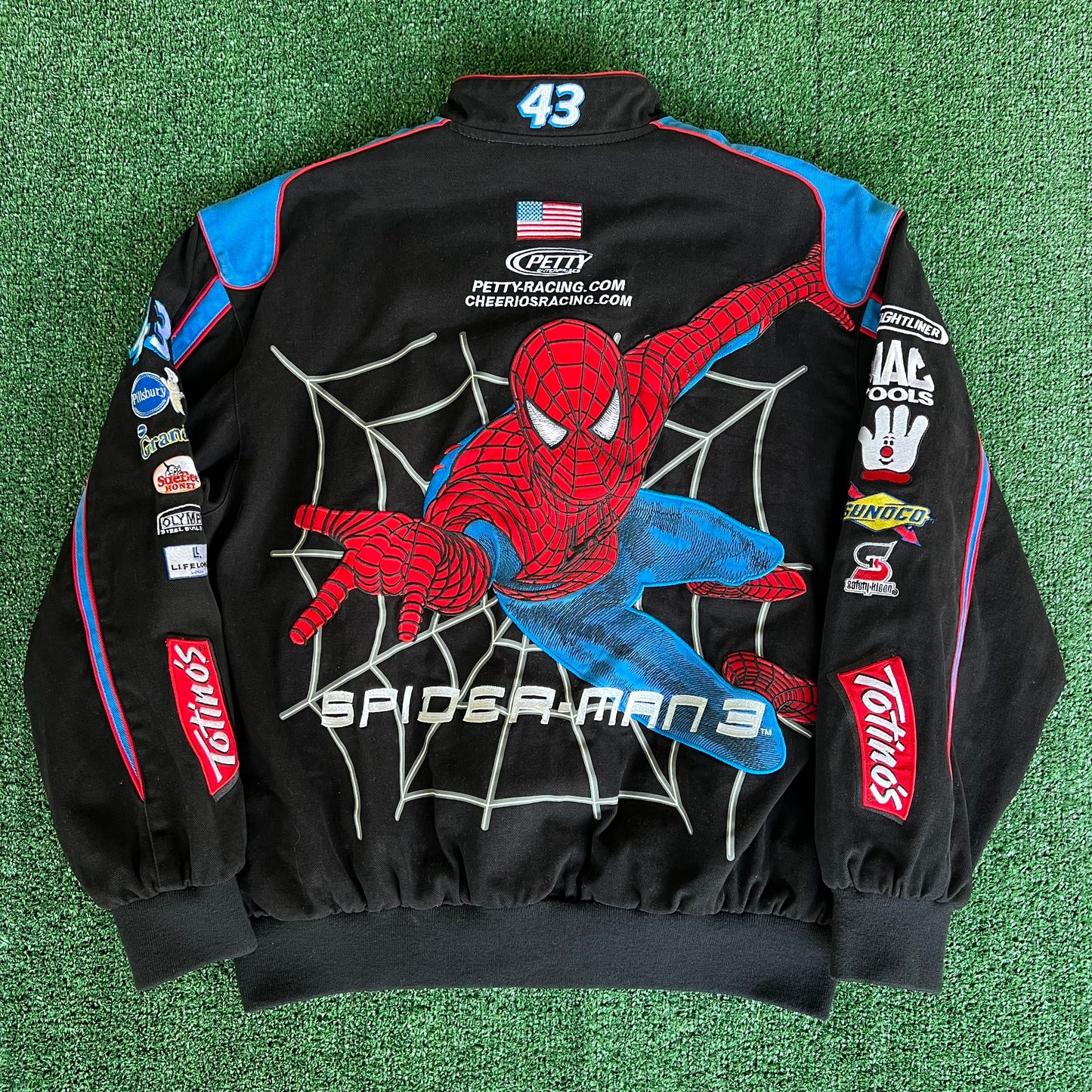 2007 Nascar Bobby Labonte #43 Spider-Man 3 Movie Promo Black Jacket - Large