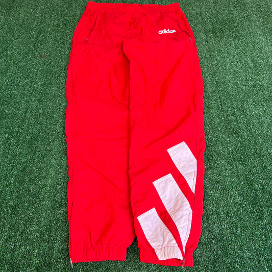 Vintage 90s Men's Adidas Tapered Leg Logo Red White Track Pants Small 32x31"