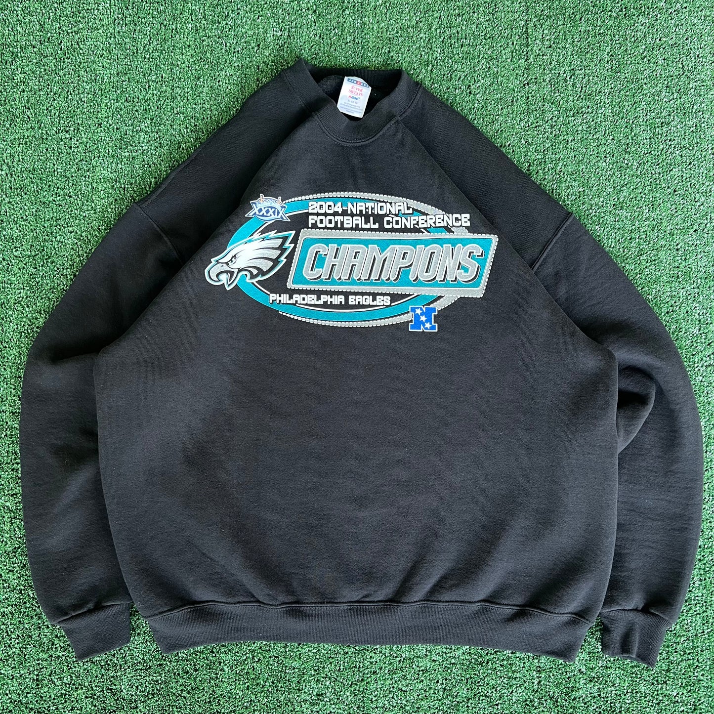 2004 NFL Philadelphia Eagles NFC Champions Black Sweatshirt - XL