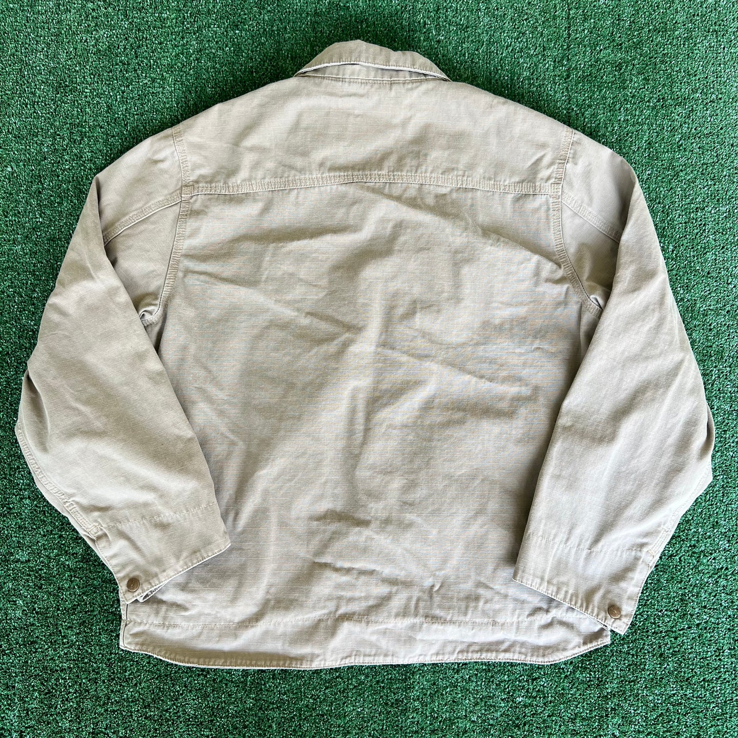 Carhartt Collared Flint Canvas Ripstop Flap Pocket Zip-Up Jacket - Large