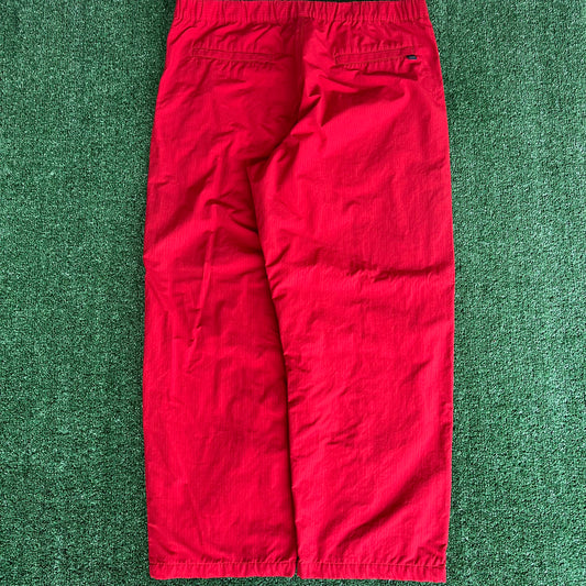 Y2K Tommy Hilfiger Red Baggy Wide-Leg Windbreaker Pants  - 2XL 40x30" 20.5" Openings