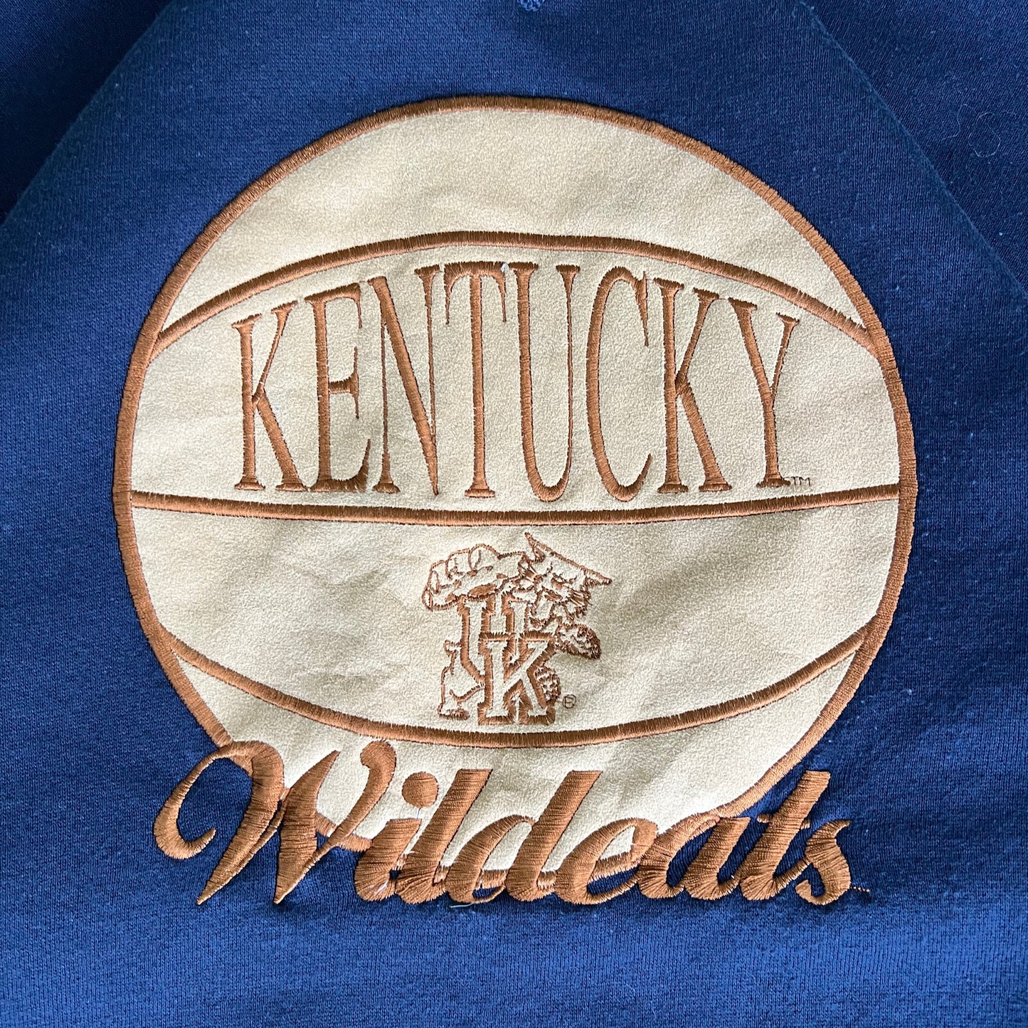 90s Kentucky Wildcats UK Basketball Navy Blue Crewneck Sweatshirt - Medium