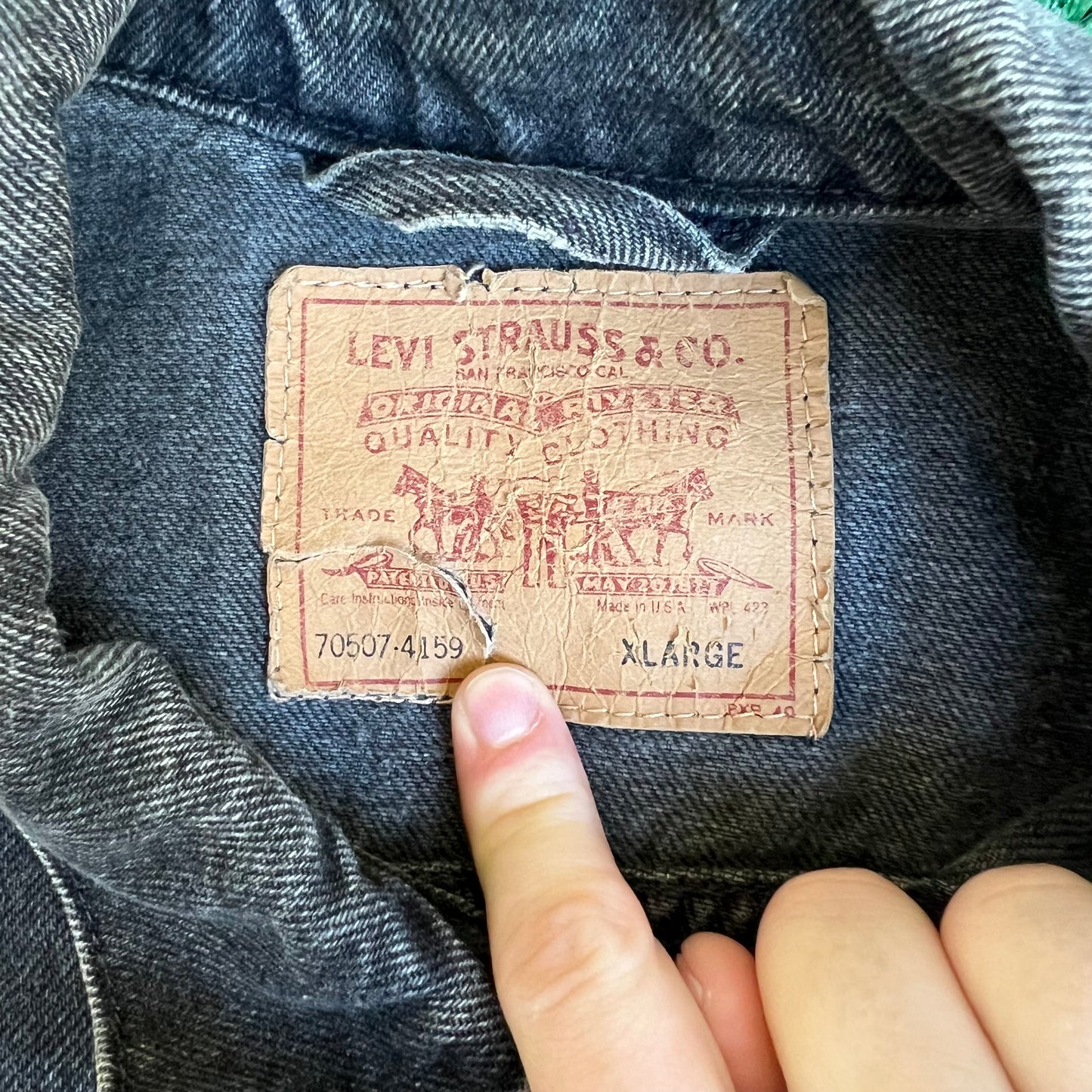 VTG 80s Men's Levi's Black Red Tab 70507-4159 #287 Button USA Trucker Jacket - XL