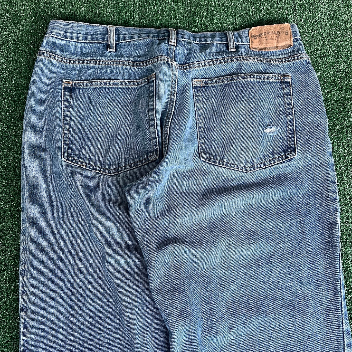 Y2K Steve & Barry's Baggy Wide-Leg Blue Jeans - 37x31" 22" Openings