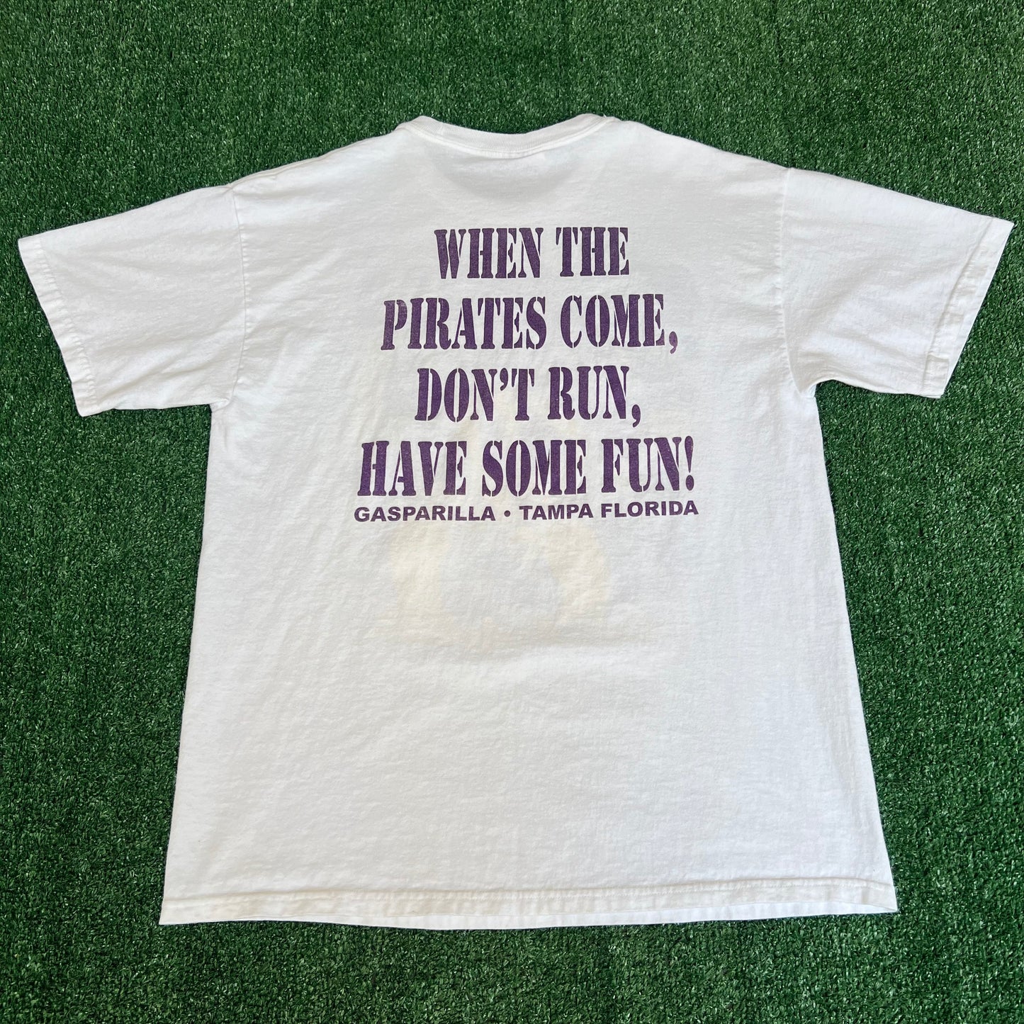 Vintage 90s Y2K Men Gasparilla Tampa Bay Looney Tunes Tweety White T-Shirt - Large