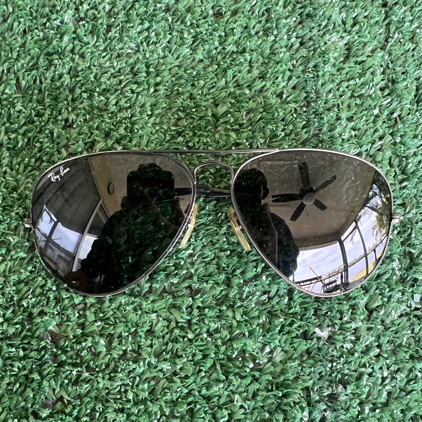 80s Ray-Ban Bausch & Lomb Black Frame Black Glass Lens Aviators 58-14 W Case