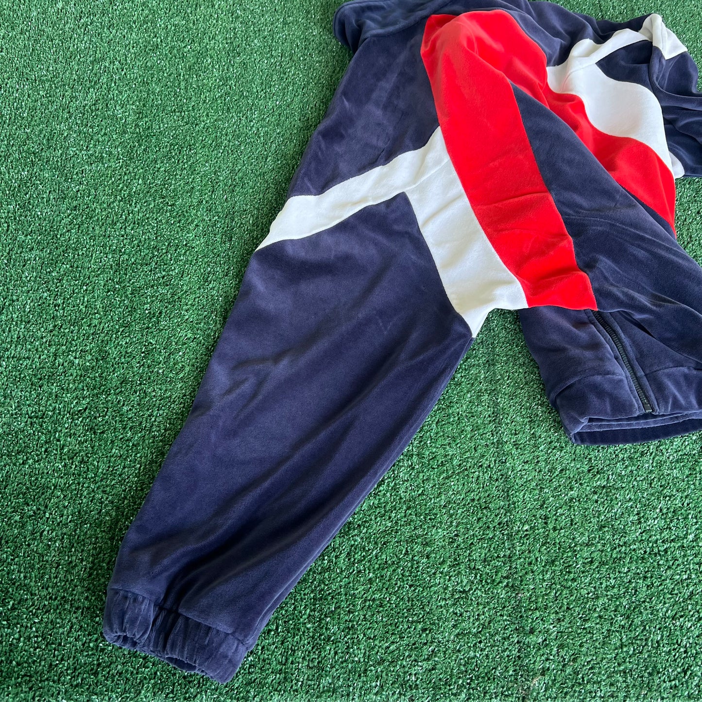 90s Fila Velour Track Suit Jacket & Pants Red Navy Blue XL - 36x25.5" USA
